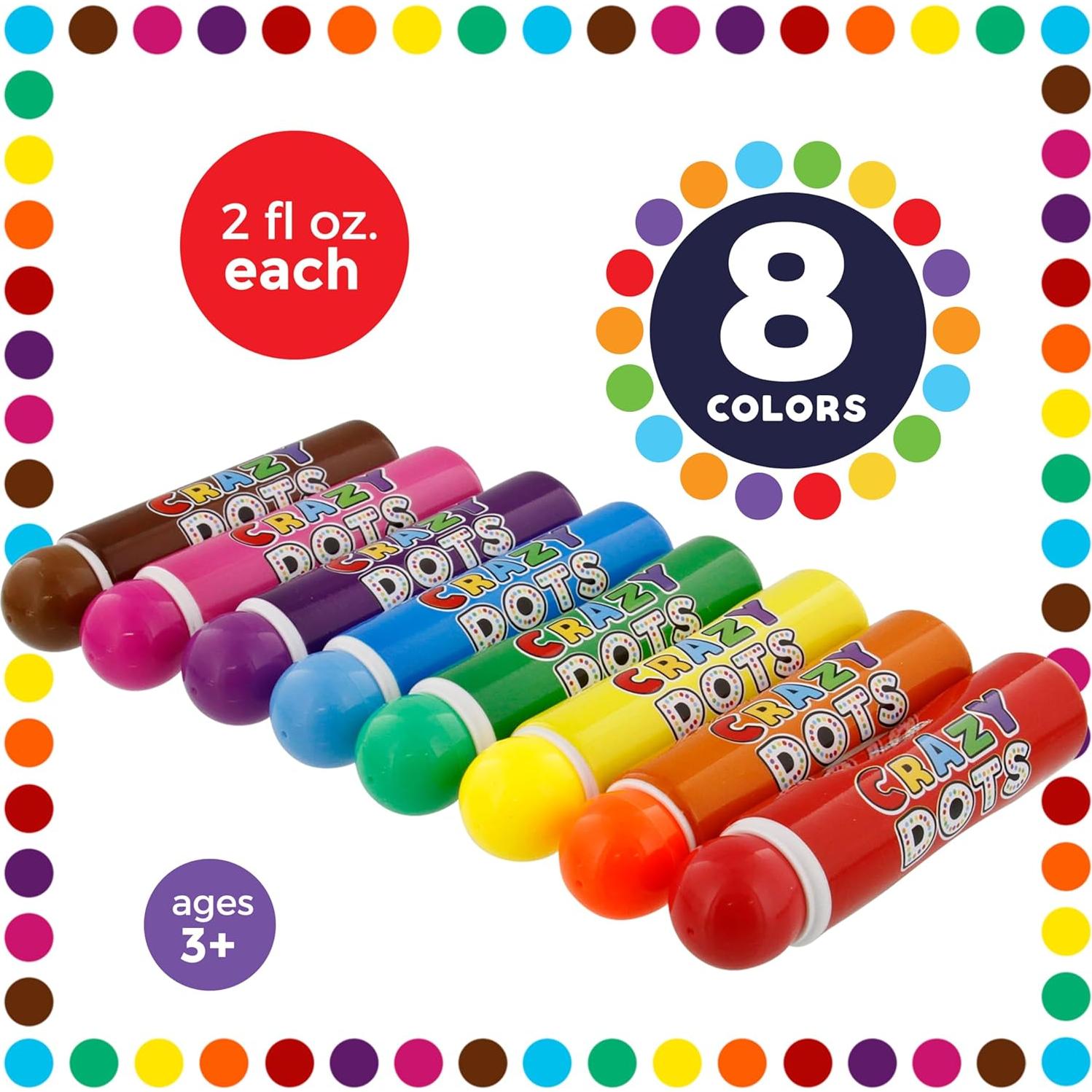 Marcadores de Puntos Locos Suministro de Arte 8 Unidades Lavables