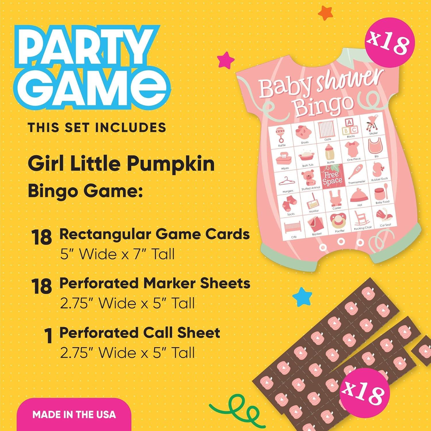 Juego de Bingo Niña Pequeña Calabaza - 18 Tarjetas y Marcadores