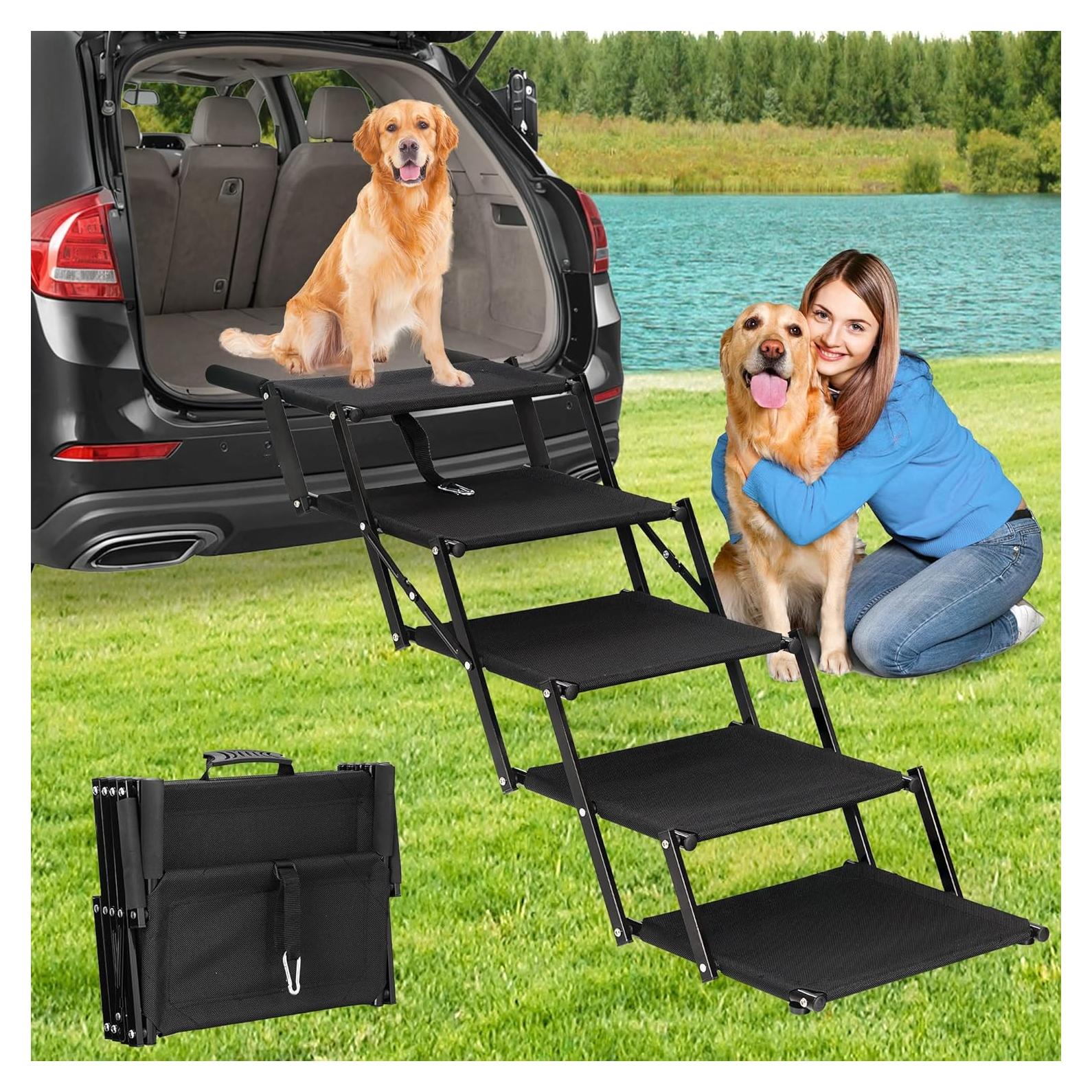 Escaleras Plegables para Perros AeedWisp, Antideslizantes, 5 Pasos, Soporta 68 kg