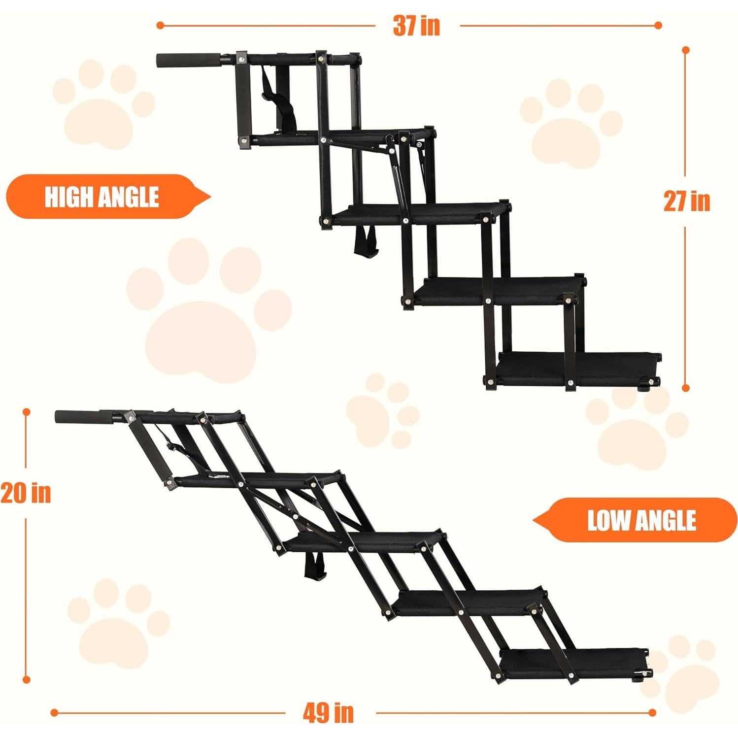 Escaleras Plegables para Perros AeedWisp, Antideslizantes, 5 Pasos, Soporta 68 kg