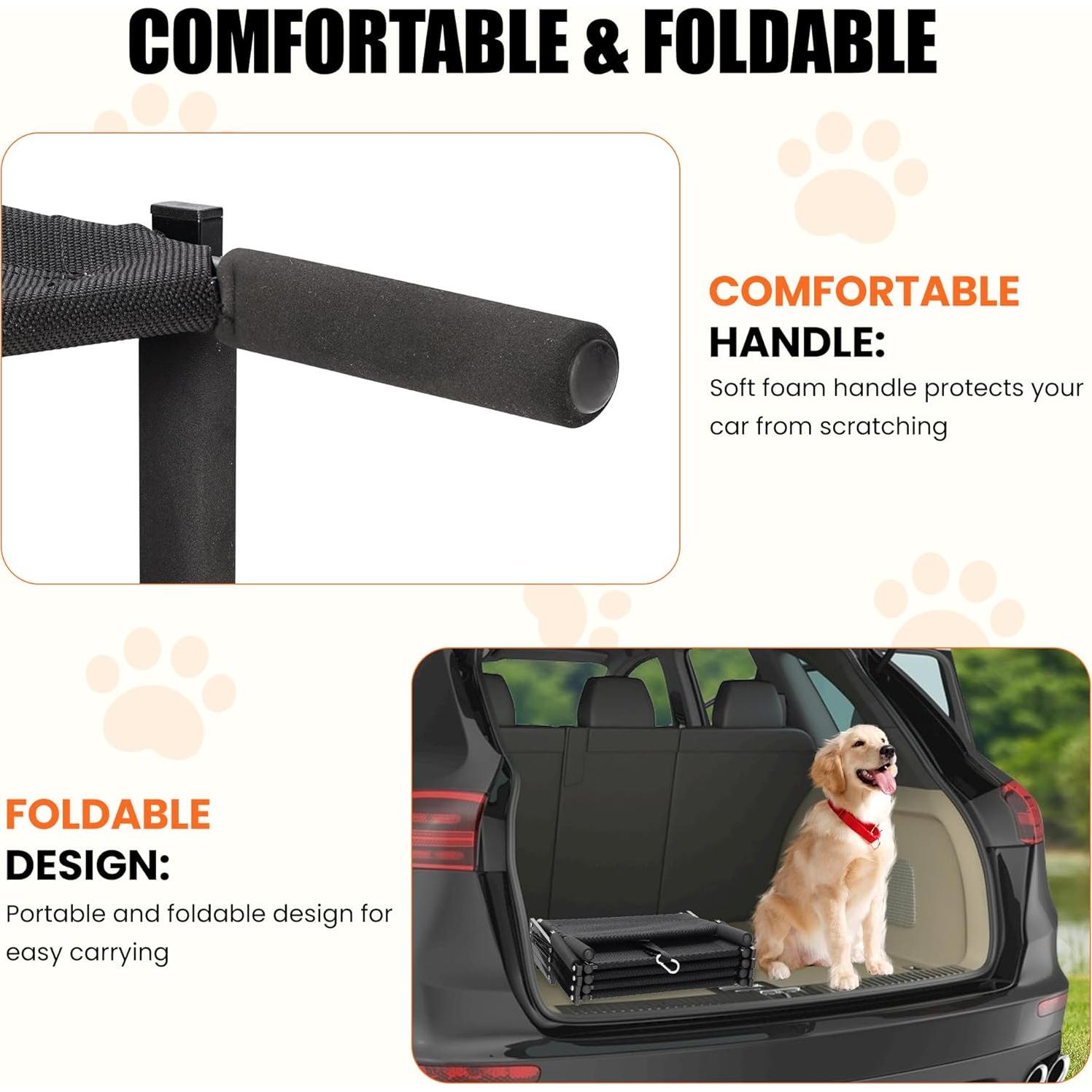 Escaleras Plegables para Perros AeedWisp, Antideslizantes, 5 Pasos, Soporta 68 kg