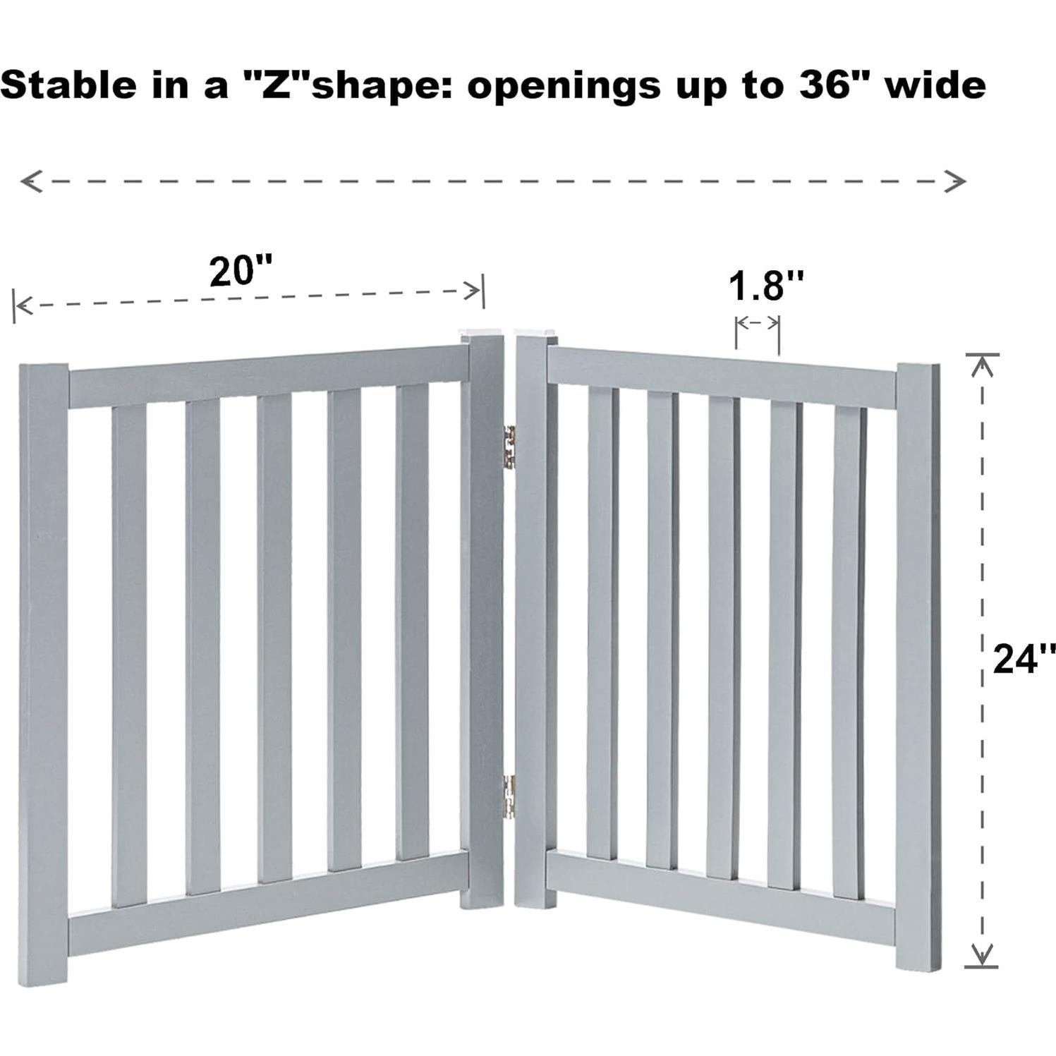 Puerta para Perros LZRS de Madera Sólida 61 cm Plegable Gris