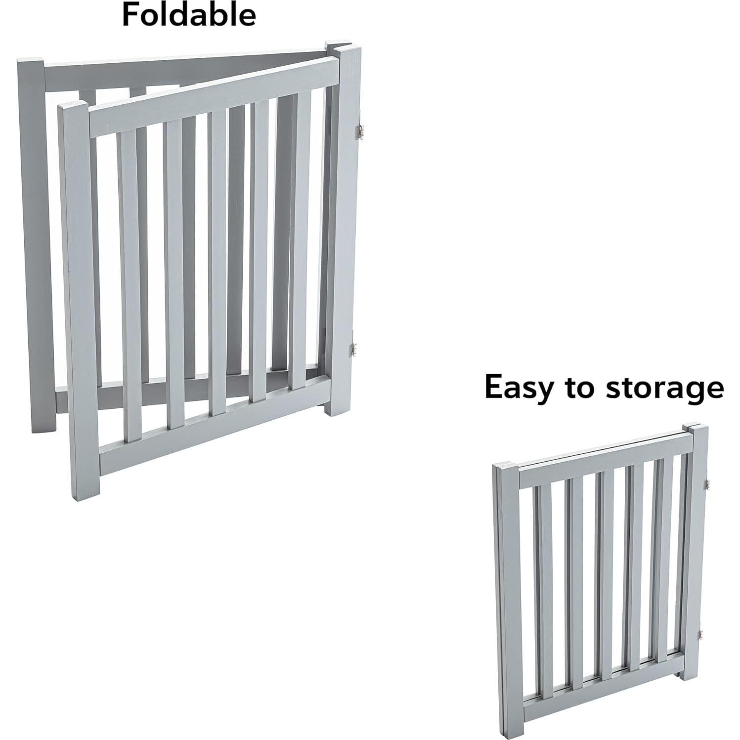 Puerta para Perros LZRS de Madera Sólida 61 cm Plegable Gris