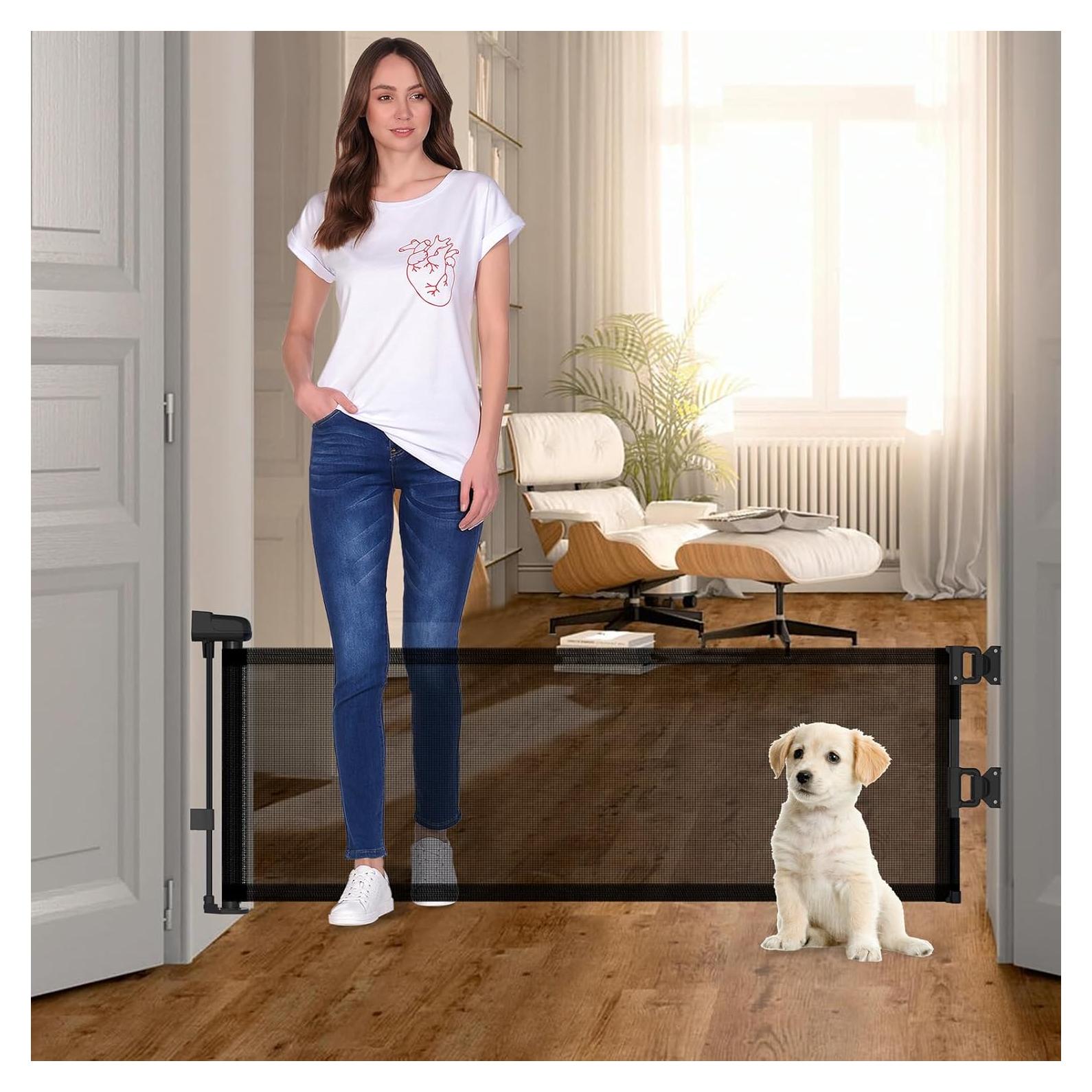 Puerta Retráctil para Perros YORWHIN 35.56 cm Negra Expandible