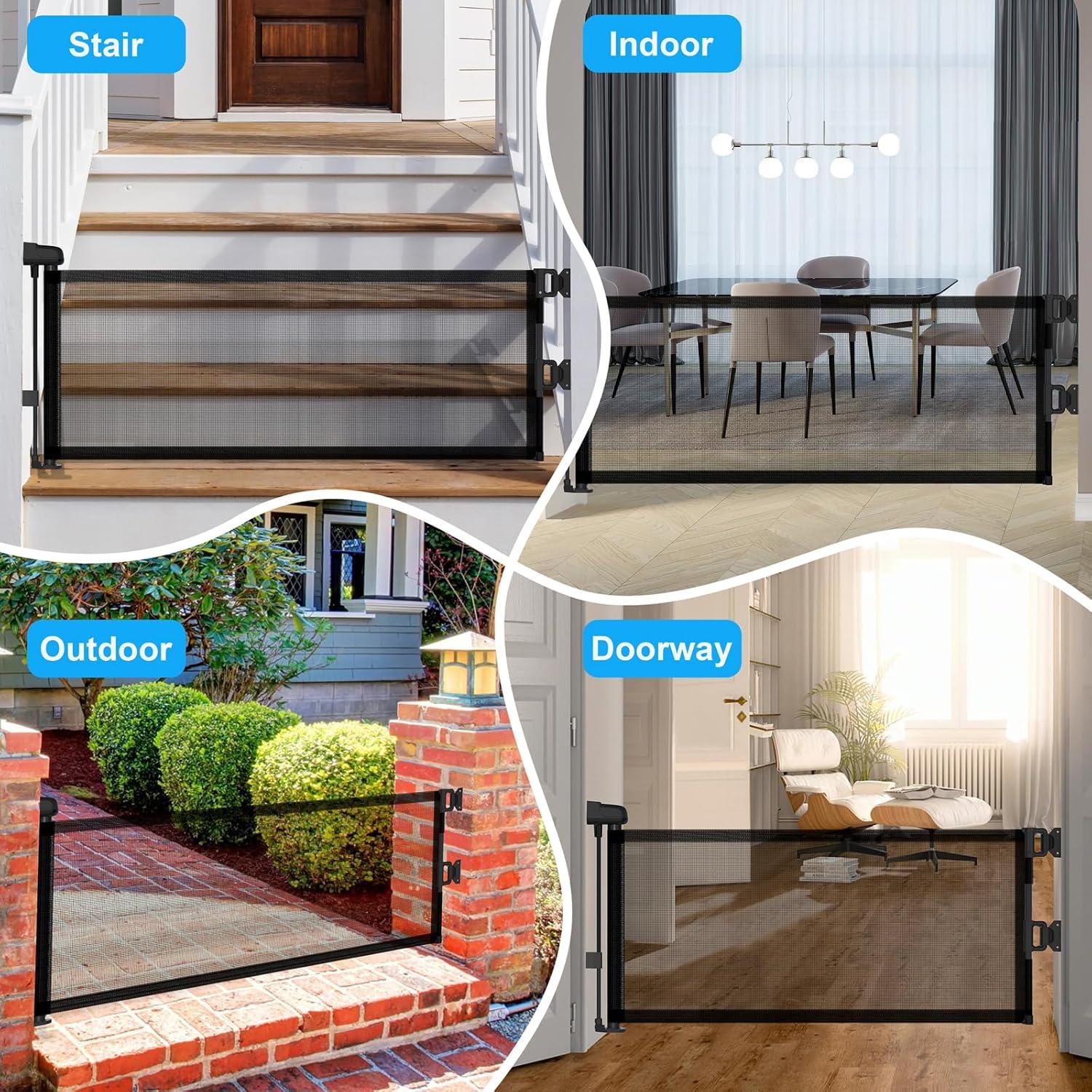 Puerta Retráctil para Perros YORWHIN 35.56 cm Negra Expandible