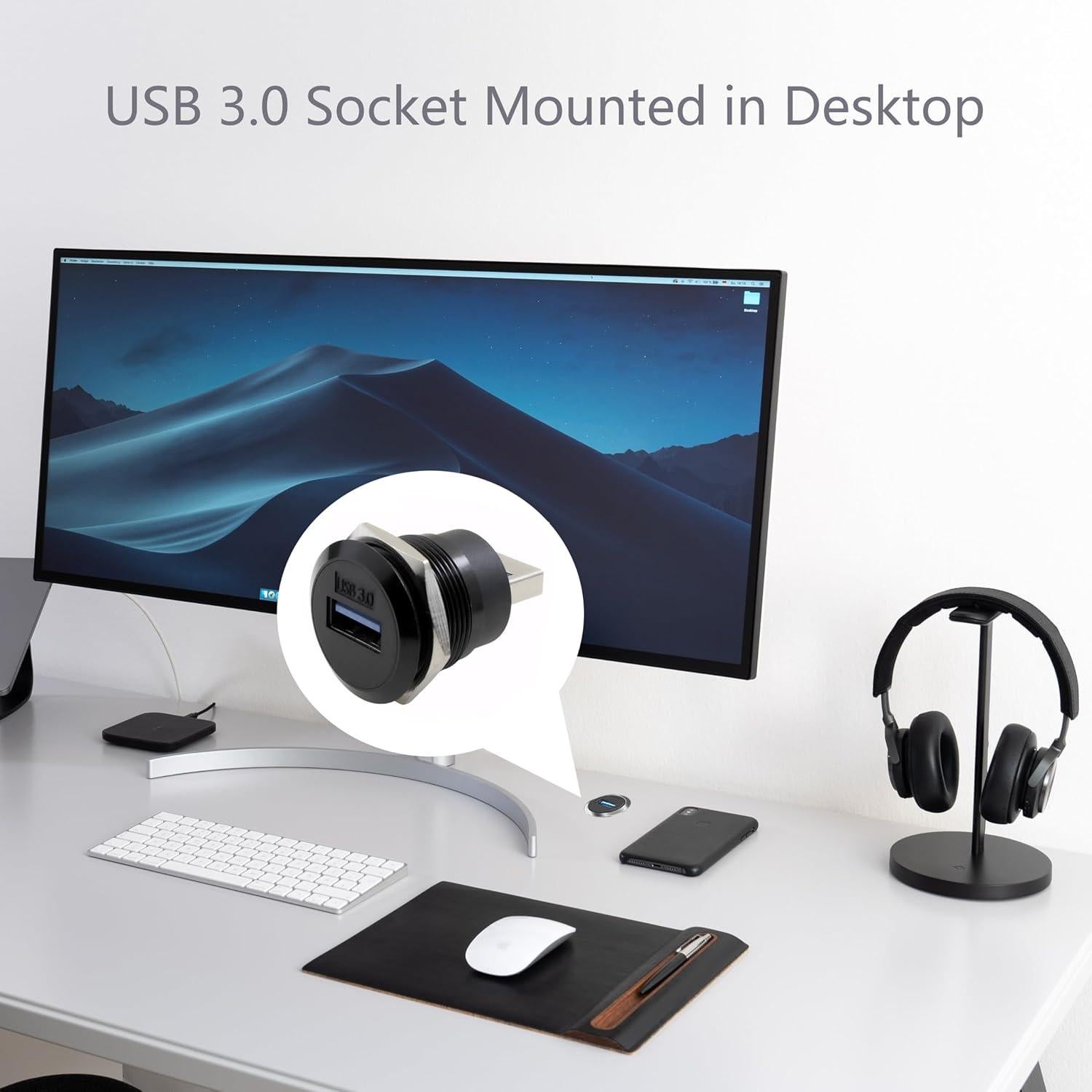 Adaptador USB 3.0 Macho a Hembra YiKaiEn, Impermeable y Duradero