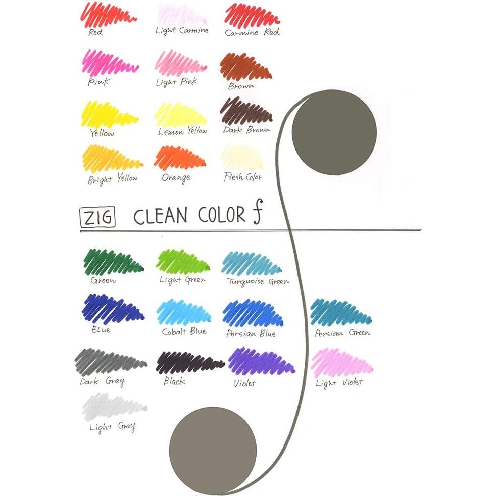 Set de 24 Marcadores Kuretake ZIG CLEAN COLOR Doble Punta