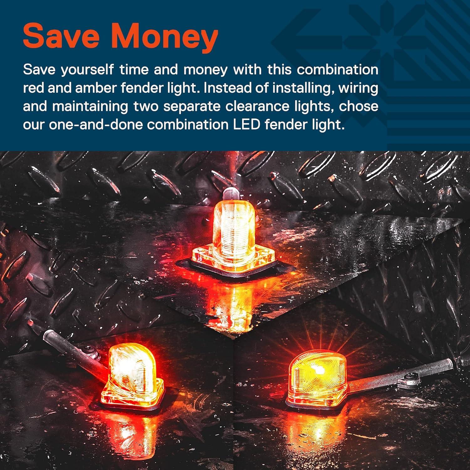 Juego de Luces LED de Guardabarros ONLINE 5" Rojo y Ámbar