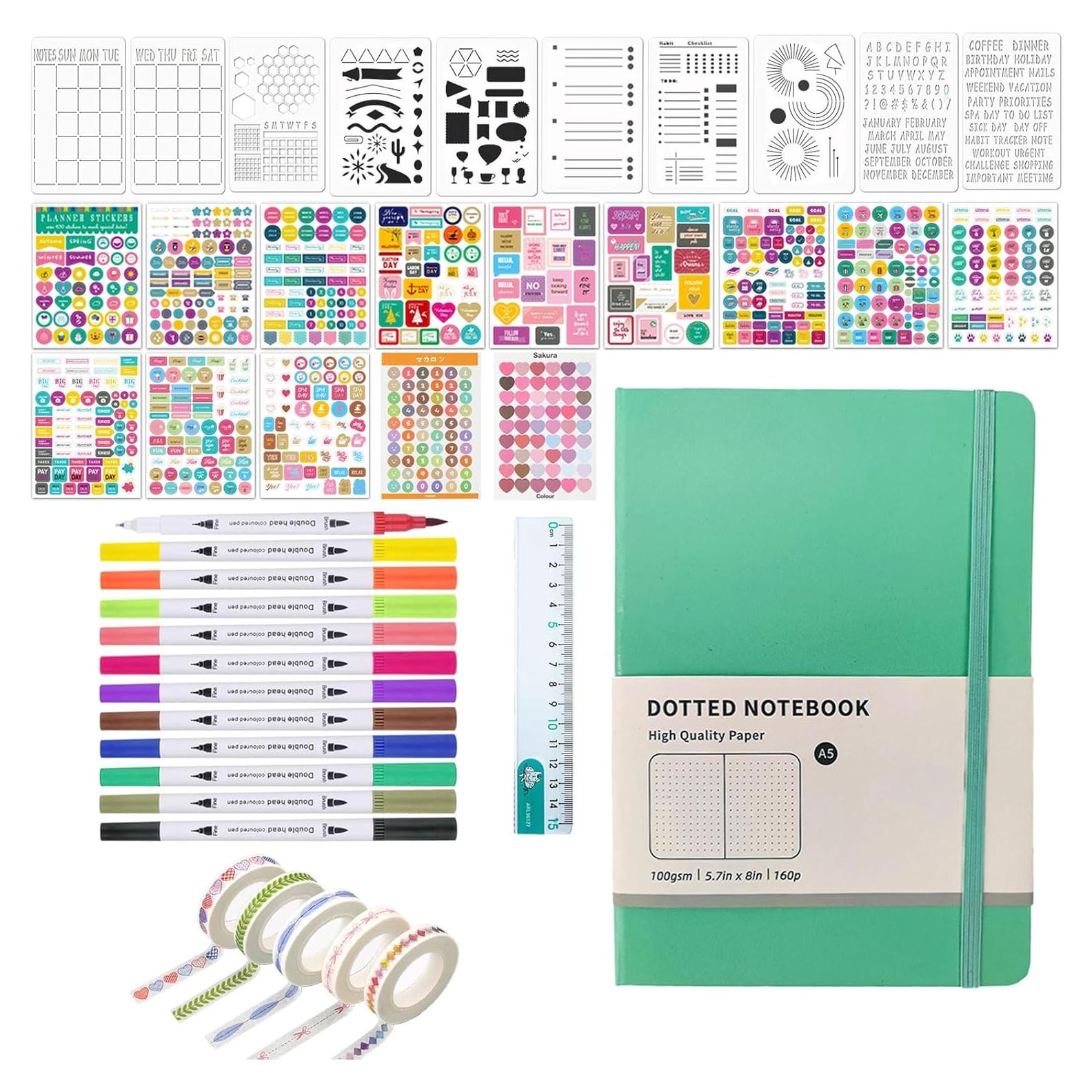 Kit de Diario A5 Thisness con 160 Páginas y Accesorios Menta