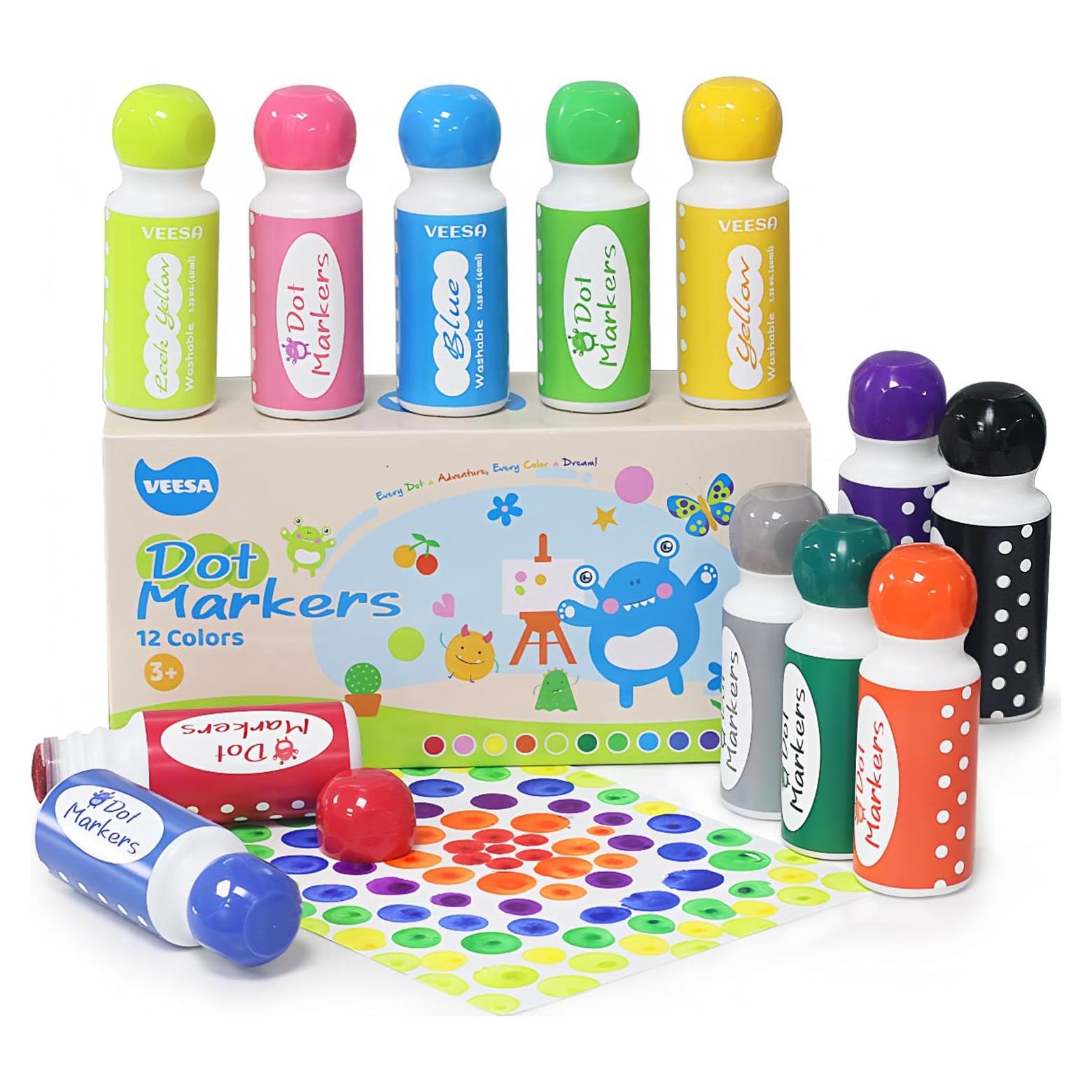 Marcadores de Puntos VEESA Lavables para Niños 12 Colores 0.75kg