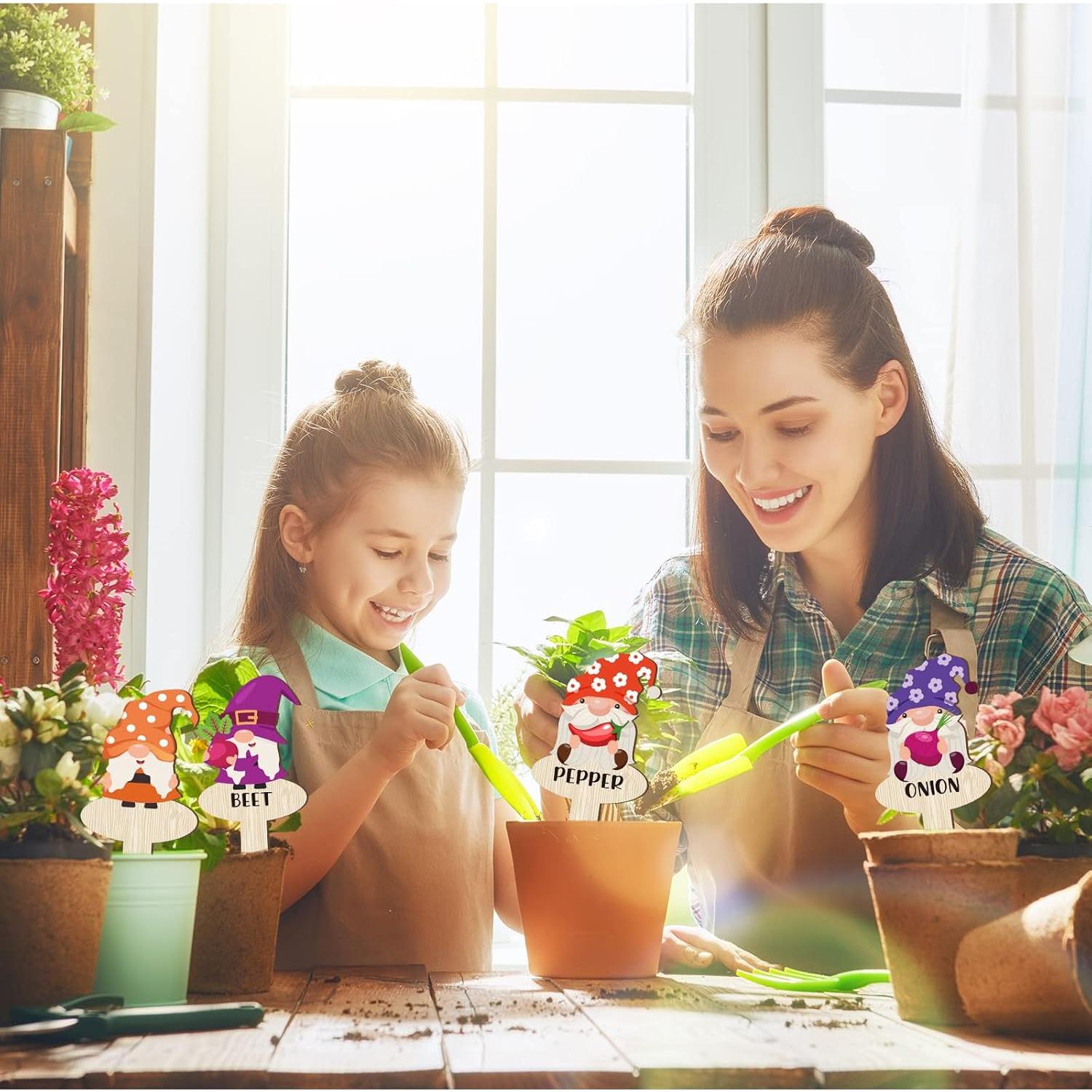 Etiquetas de Jardín de Madera Qunclay - 30 Pcs Gnomos