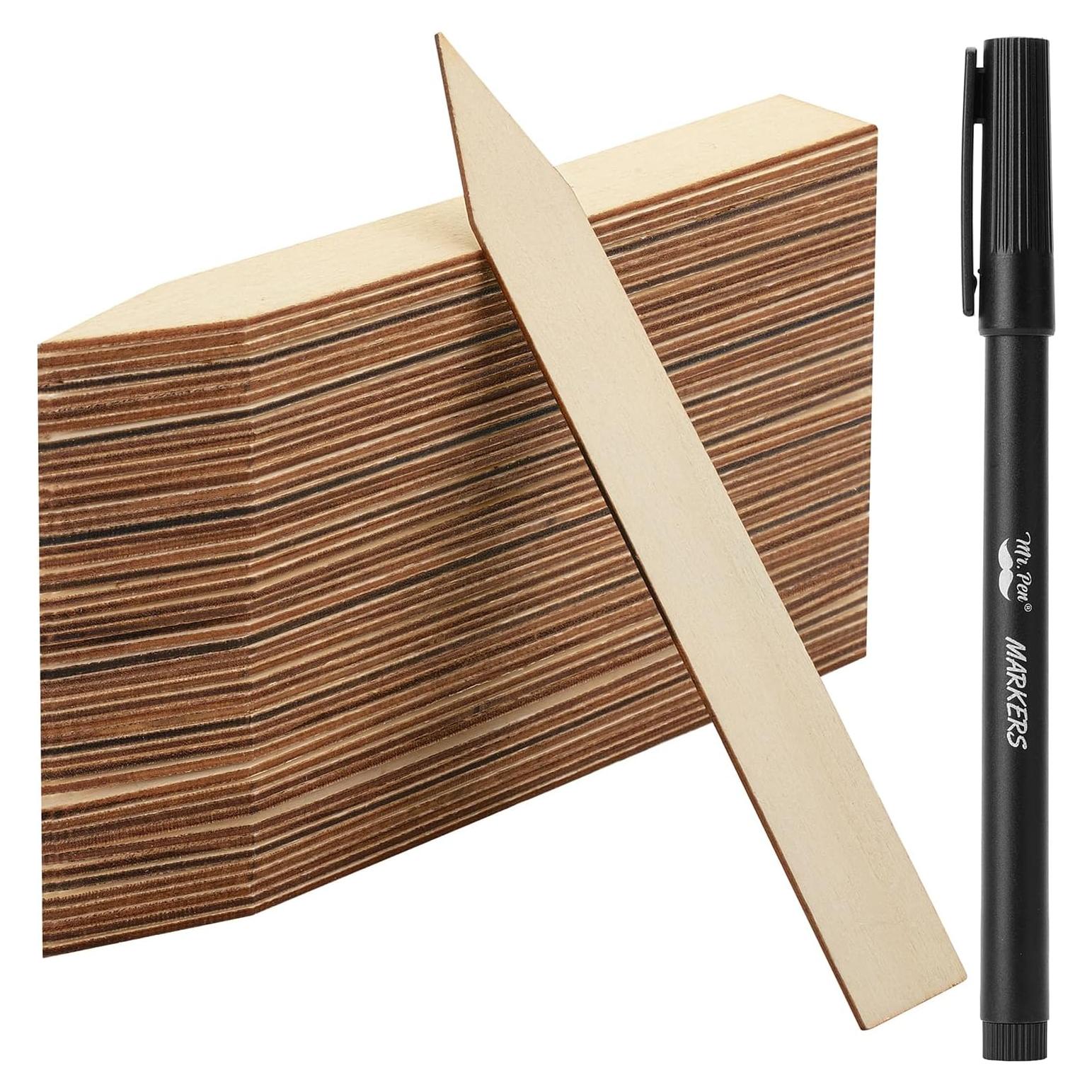 Etiquetas de Madera para Plantas Mr. Pen - 100 Pcs, 15.24 cm