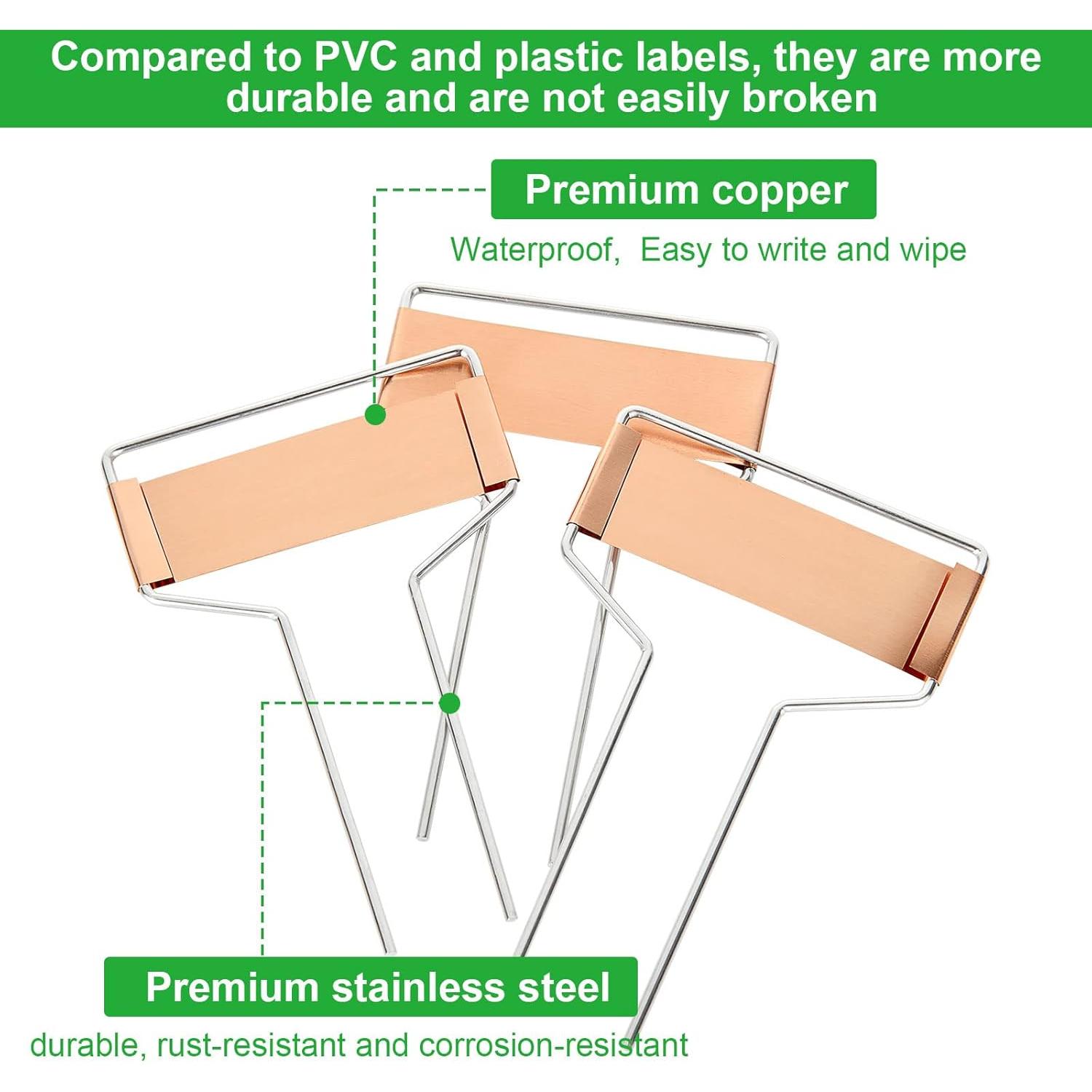 50 Etiquetas de Cobre para Plantas APACALI 10 cm Reutilizables