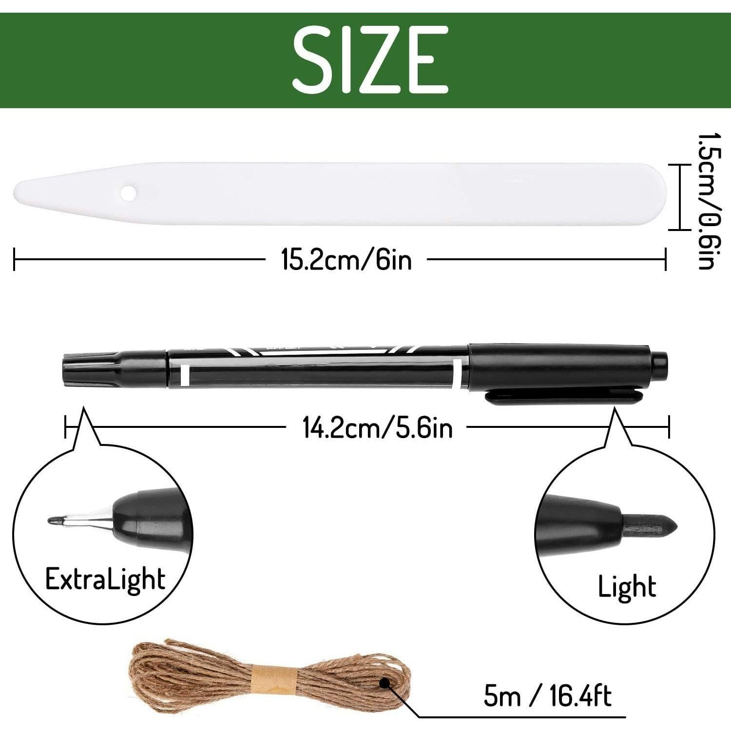 Etiquetas para Plantas Whaline 200 Pcs Blancas 15.24 cm