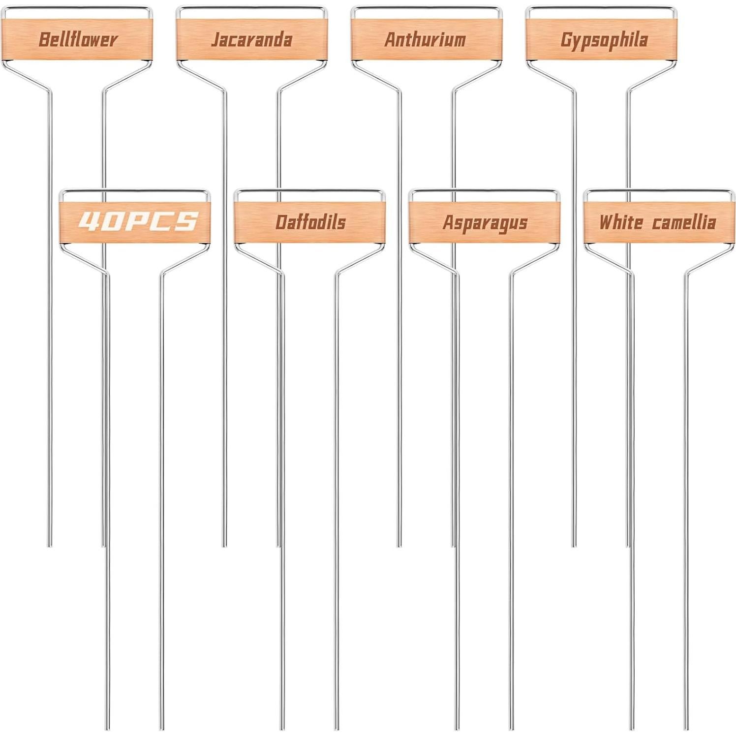 40 Etiquetas de Metal para Plantas LOEQIAN 25.5 cm Cobre