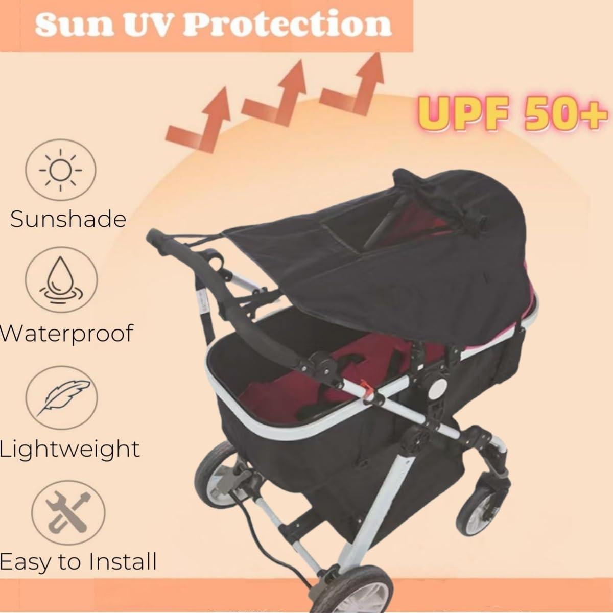 Cubierta de Sombra para Cochecito de Bebé UPF 50+ Impermeable