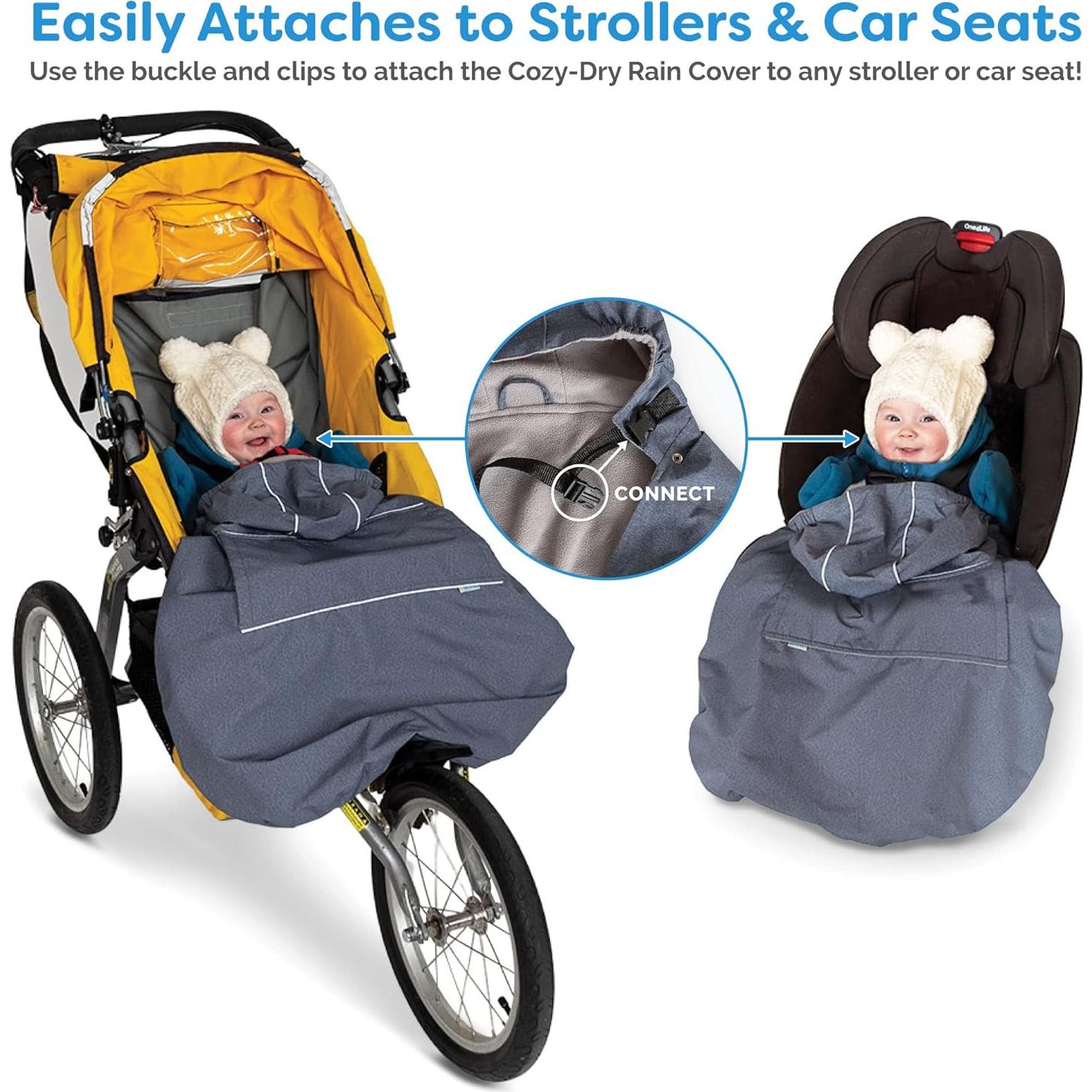 Cubierta de Lluvia Impermeable Jan & Jul para Bebés - Negra