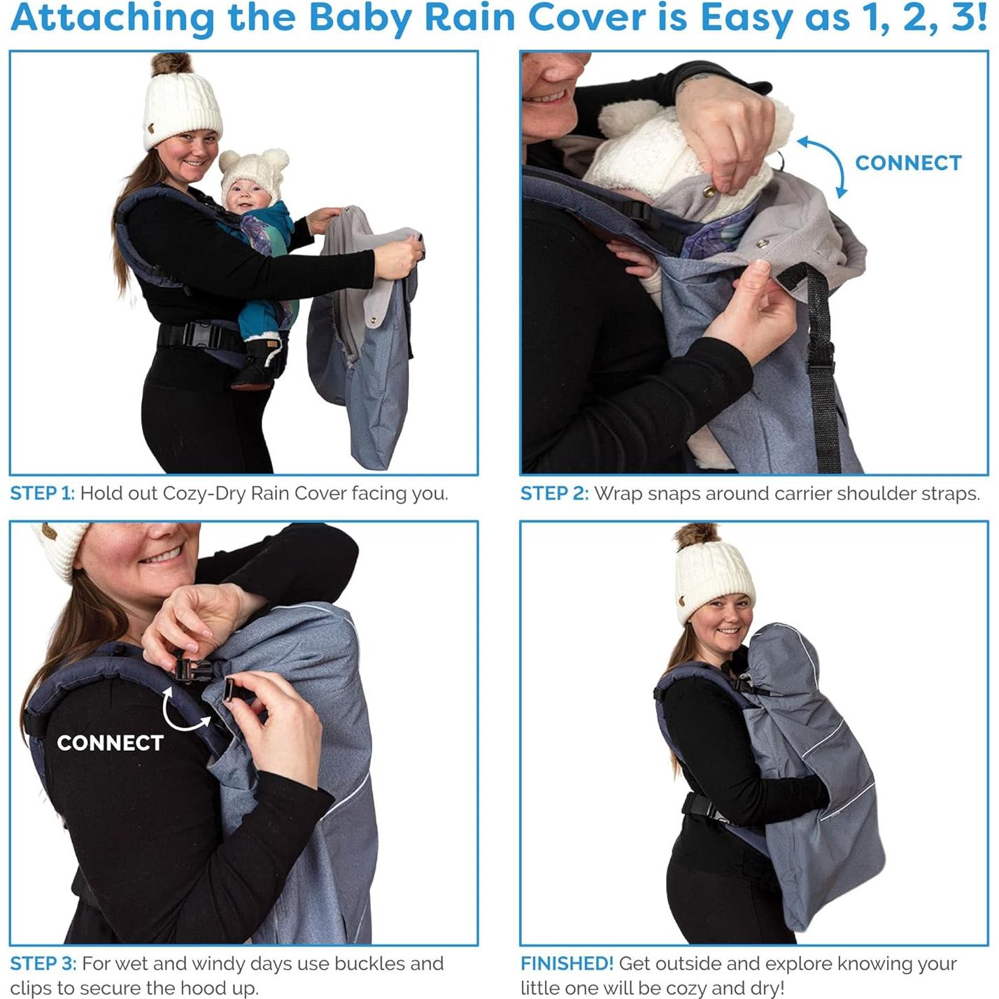 Cubierta de Lluvia Impermeable Jan & Jul para Bebés - Negra