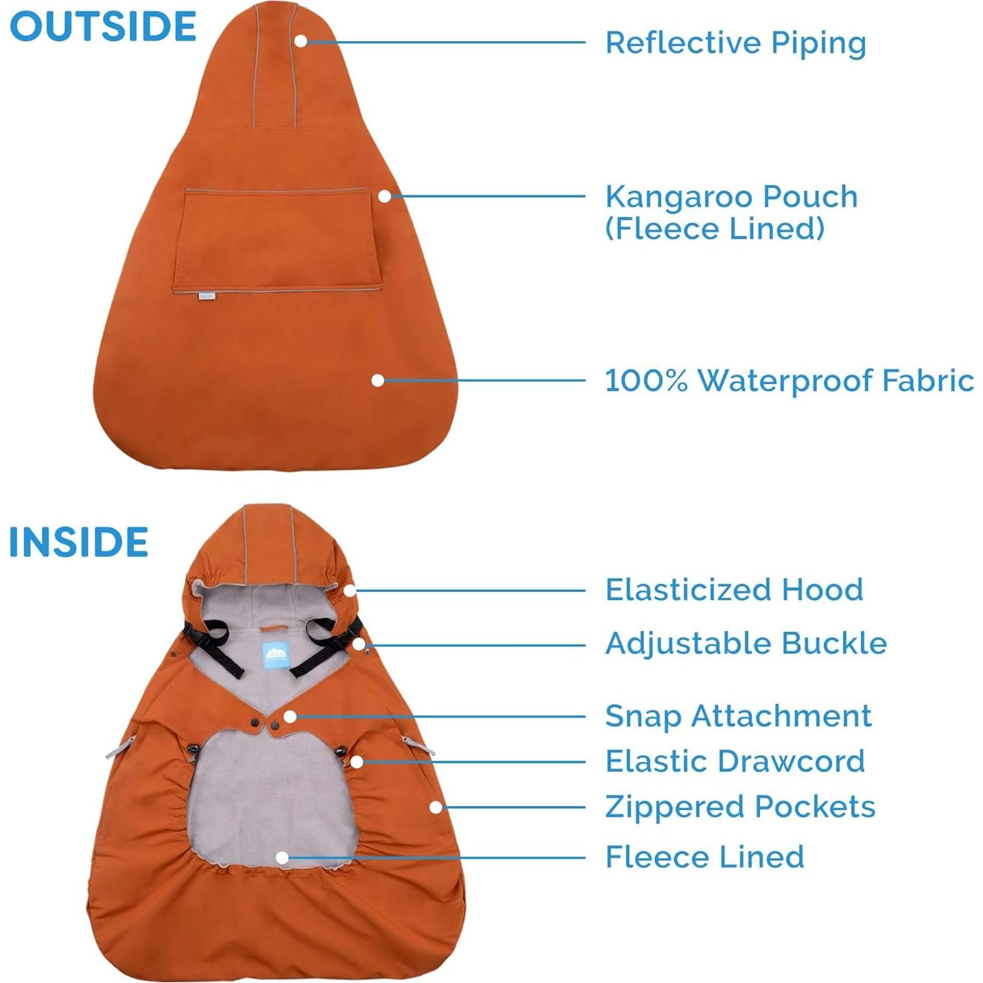 Cubierta de Lluvia Impermeable Jan & Jul para Bebés - Negra