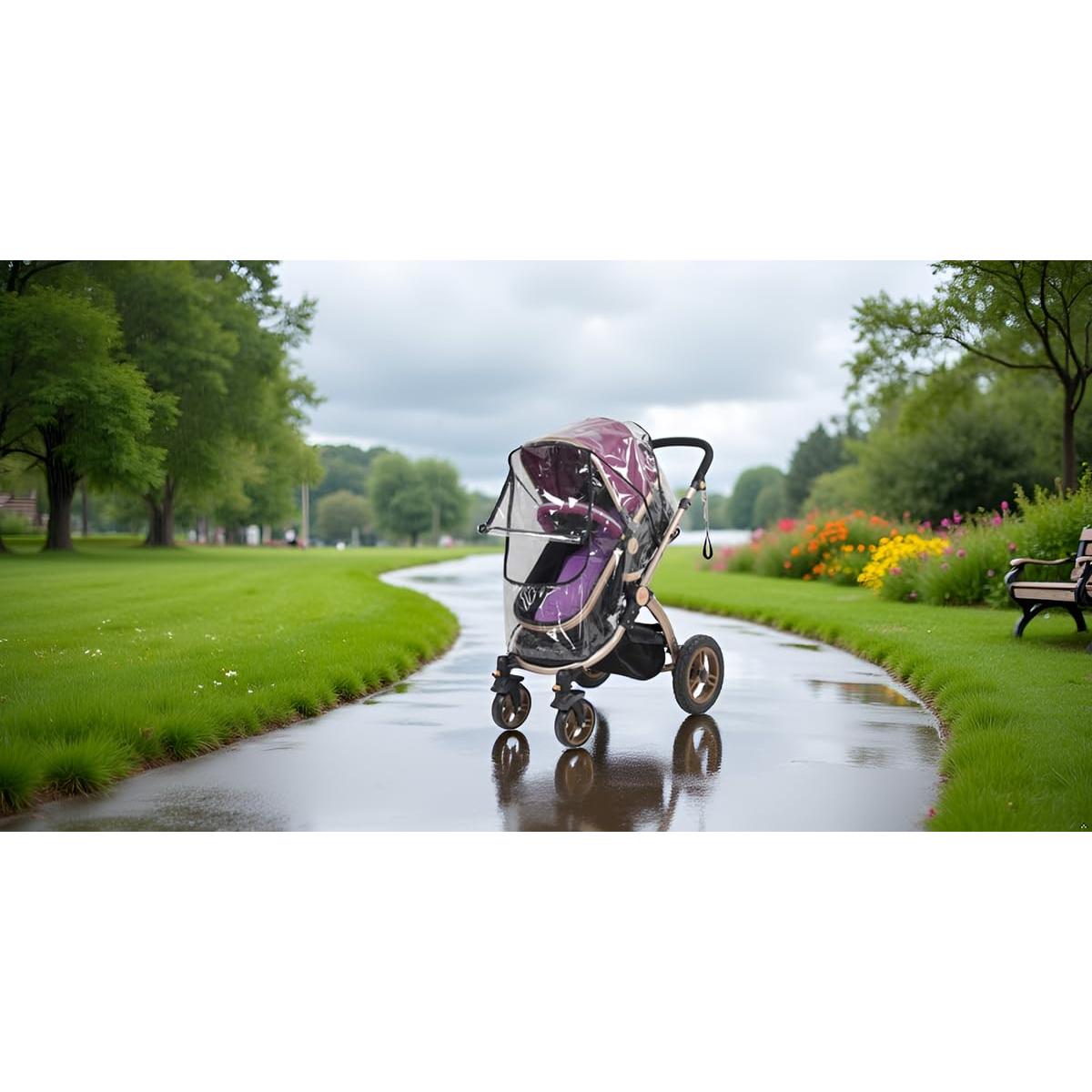 Cubierta de Lluvia para Cochecito de Bebé PVC Transparente