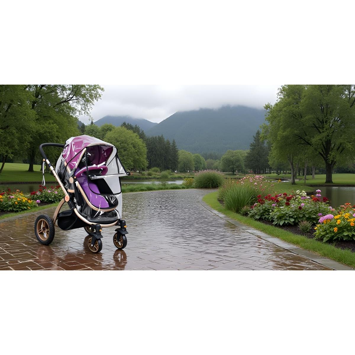 Cubierta de Lluvia para Cochecito de Bebé PVC Transparente