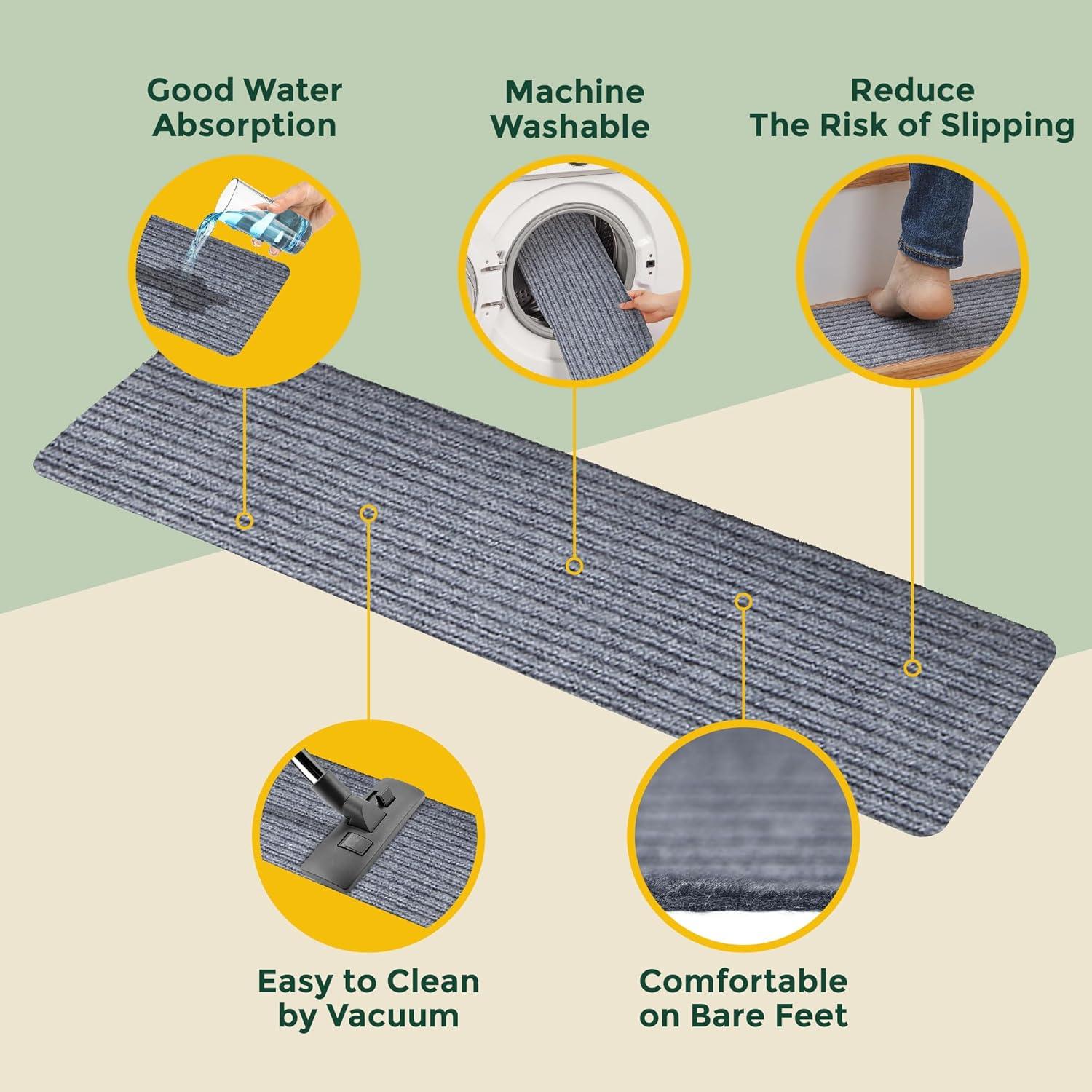 Tapetes de Escalera Antideslizantes MBIGM 20x76 cm - 15 Piezas Gris