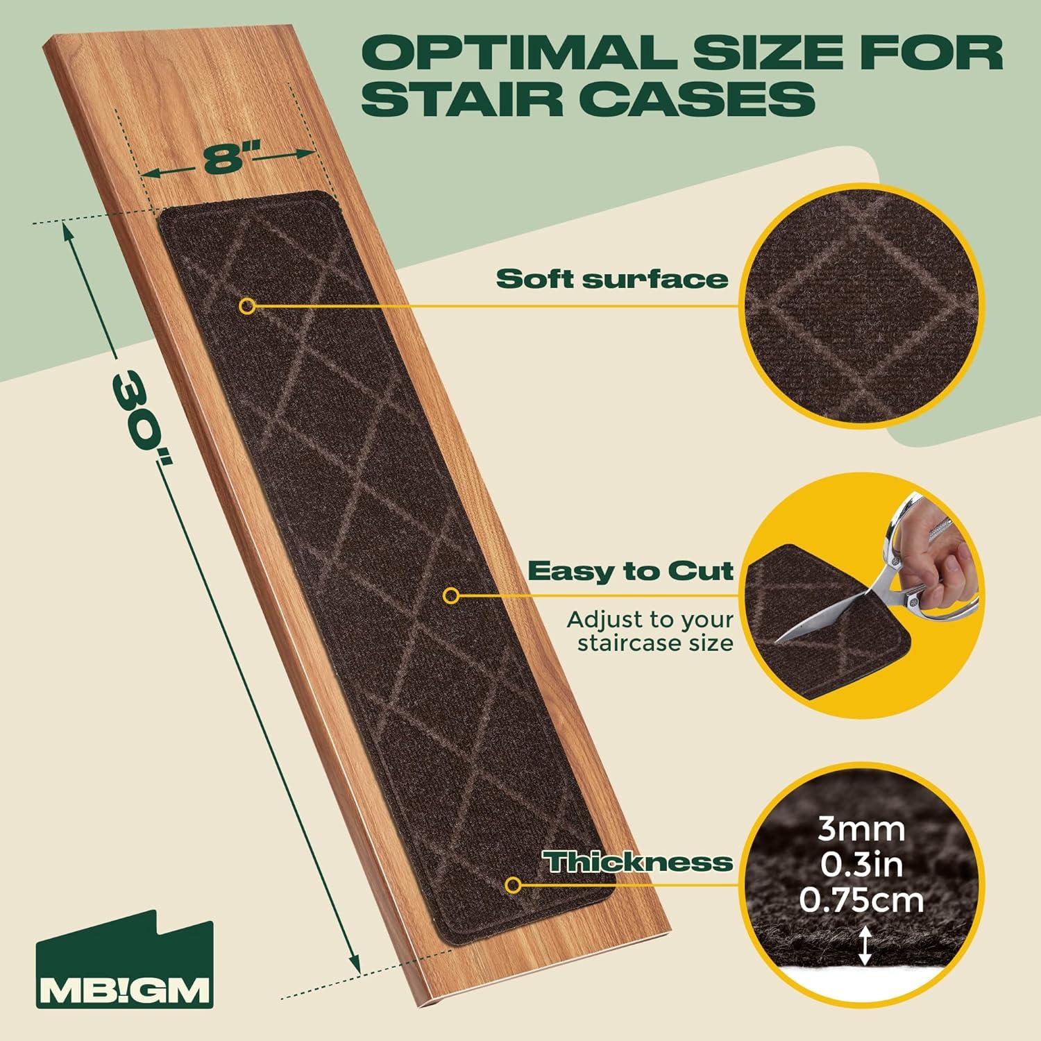 Tapetes Antideslizantes MBIGM 20x76cm 15 Piezas Marrón