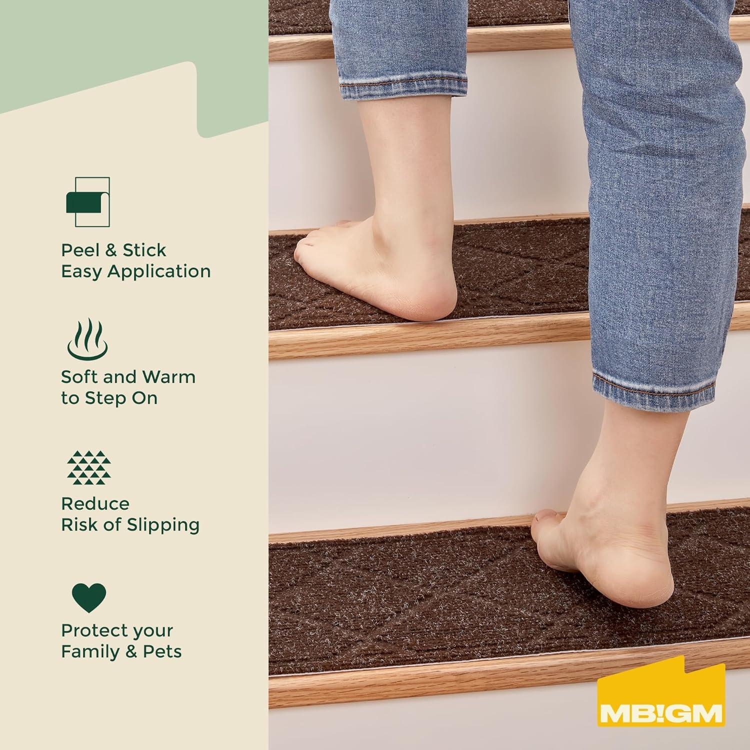 Tapetes Antideslizantes MBIGM 20x76cm 15 Piezas Marrón