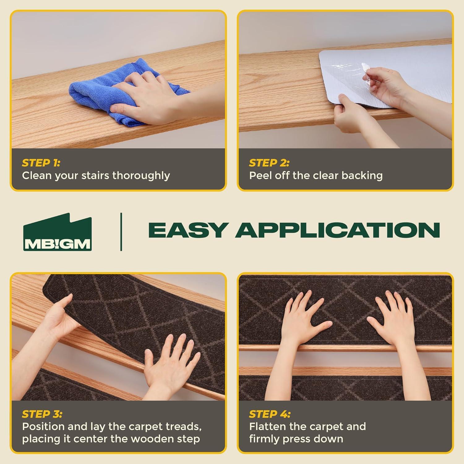 Tapetes Antideslizantes MBIGM 20x76cm 15 Piezas Marrón