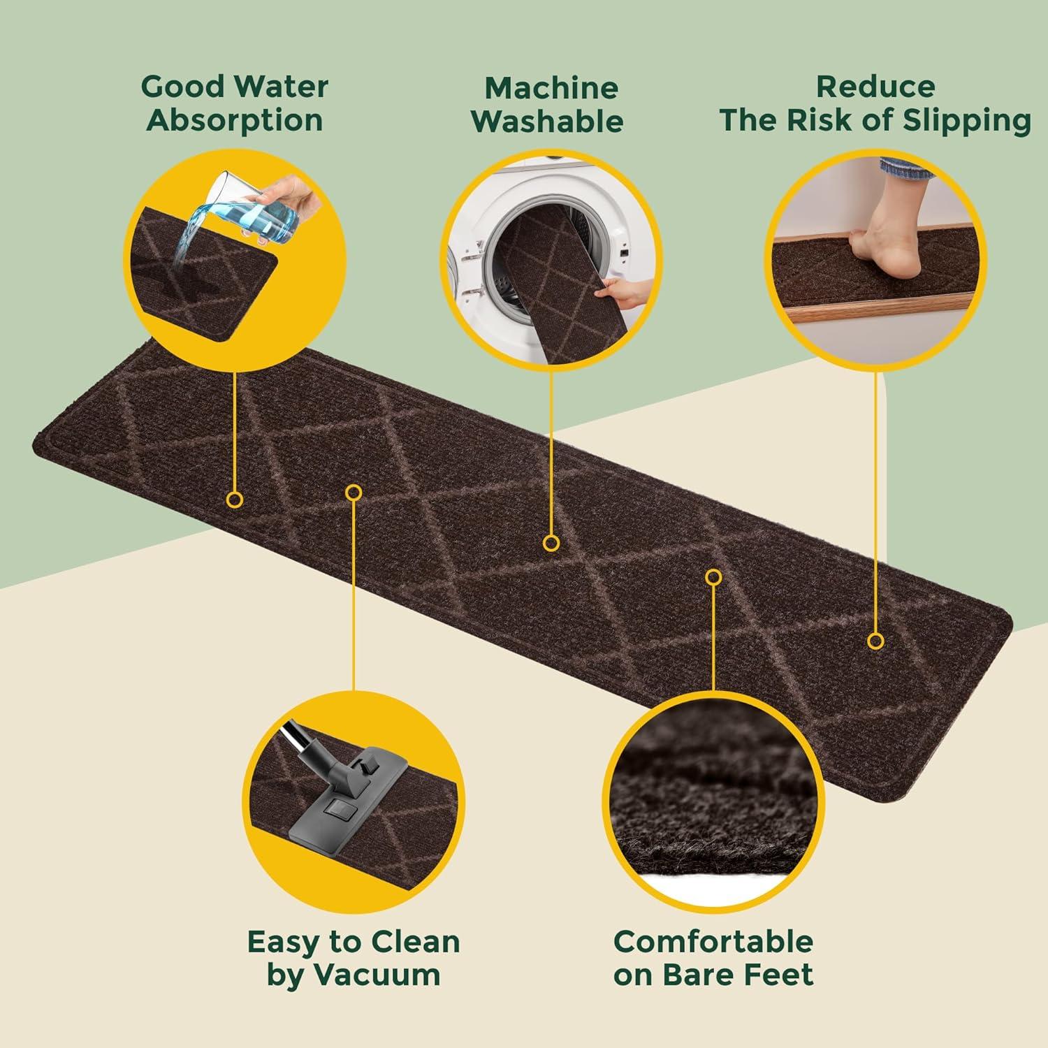 Tapetes Antideslizantes MBIGM 20x76cm 15 Piezas Marrón