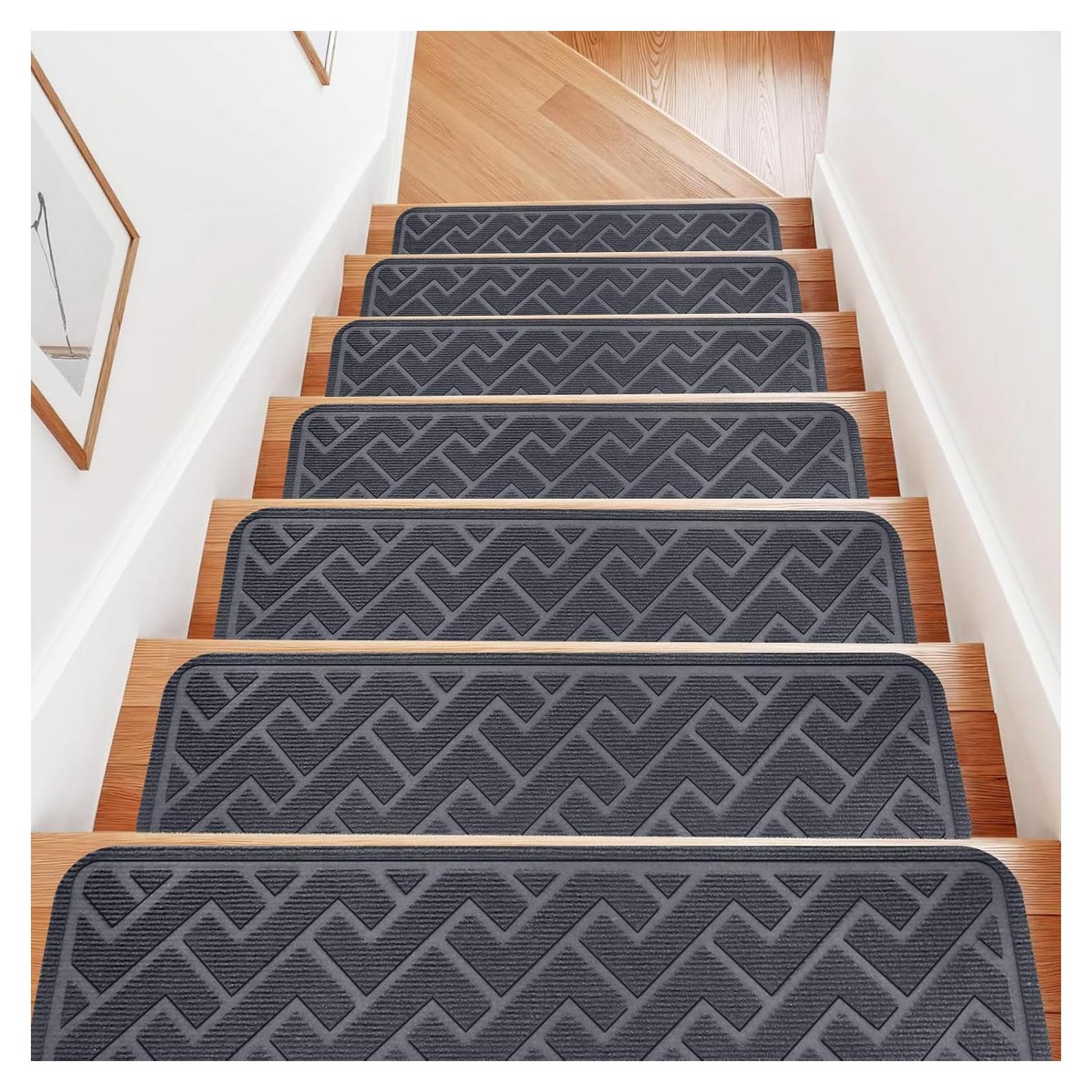 15 Alfombrillas Antideslizantes para Escaleras Dayacoco 20x76 cm Gris