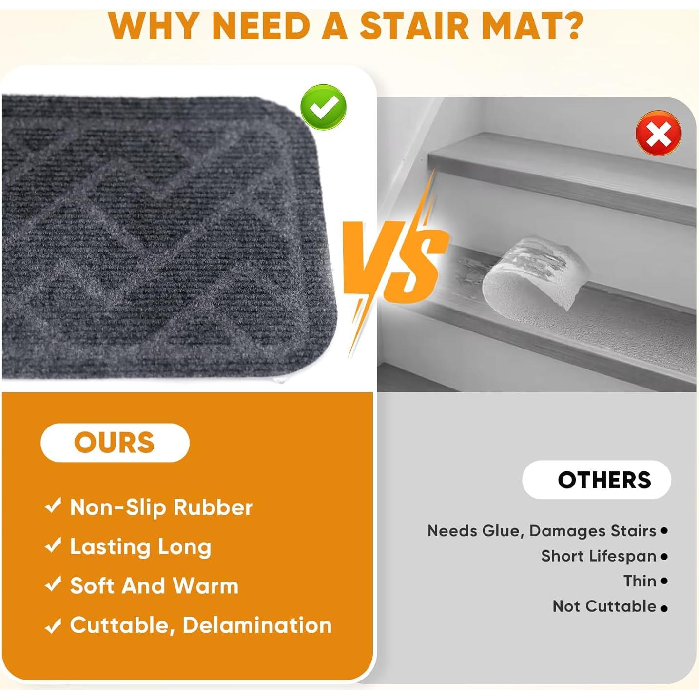 15 Alfombrillas Antideslizantes para Escaleras Dayacoco 20x76 cm Gris