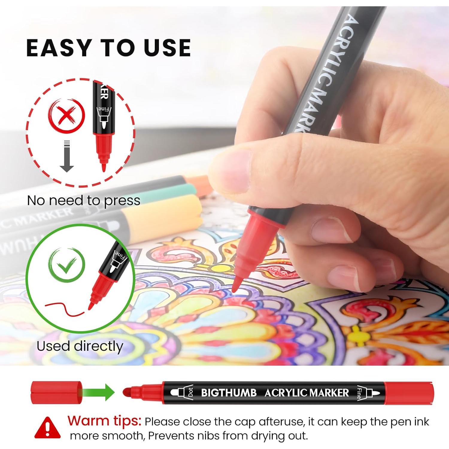 Marcadores de Pintura Acrílica BIGTHUMB 26 Colores Doble Punta