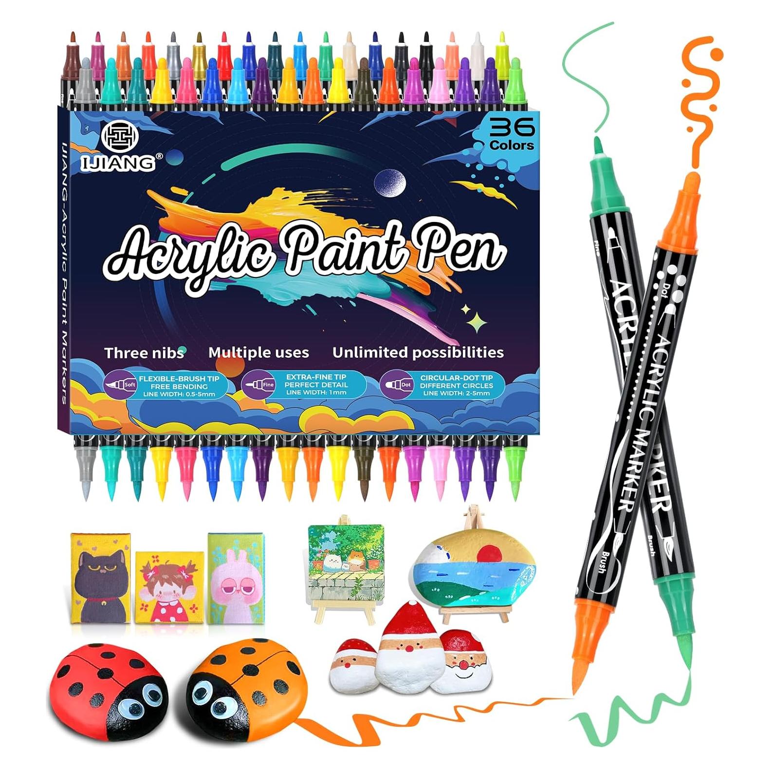 Set de 36 Marcadores de Pintura Acrílica IJIANG Doble Punta