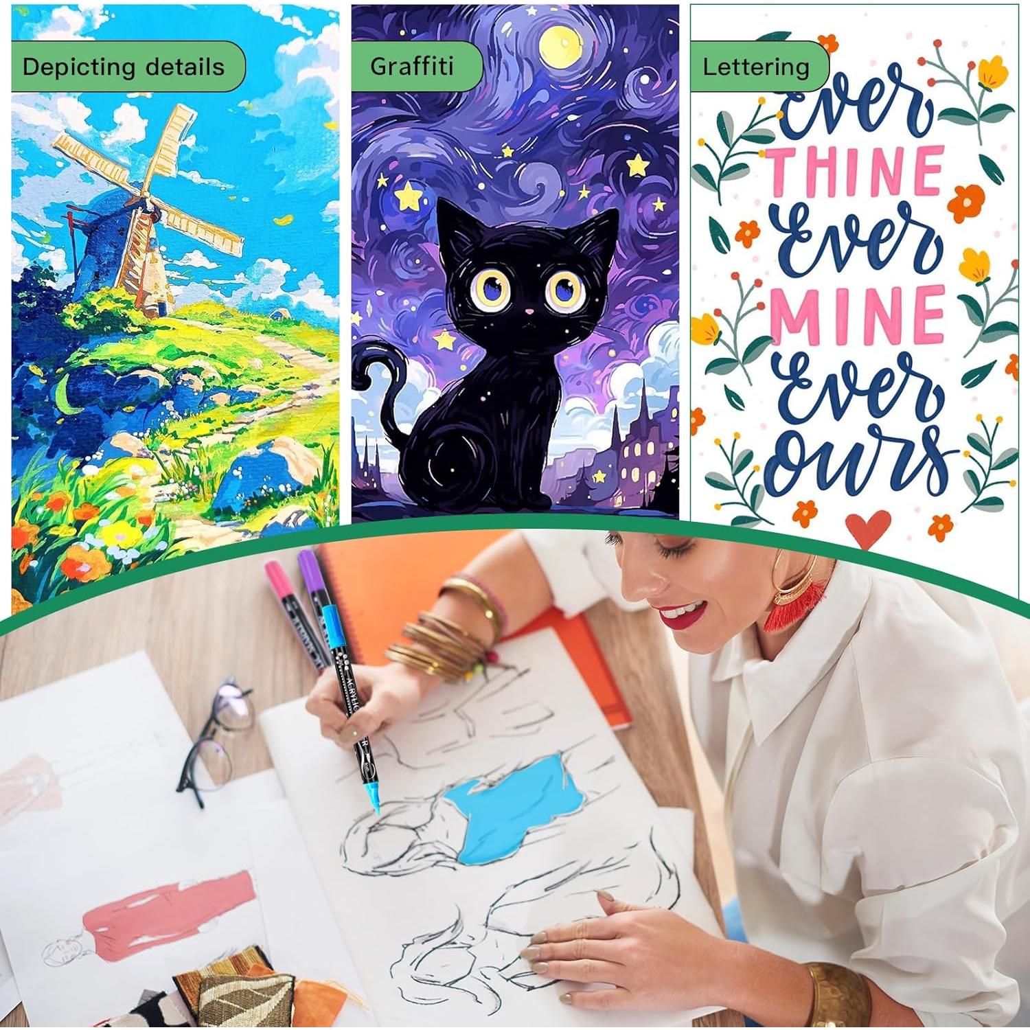 Set de 36 Marcadores de Pintura Acrílica IJIANG Doble Punta