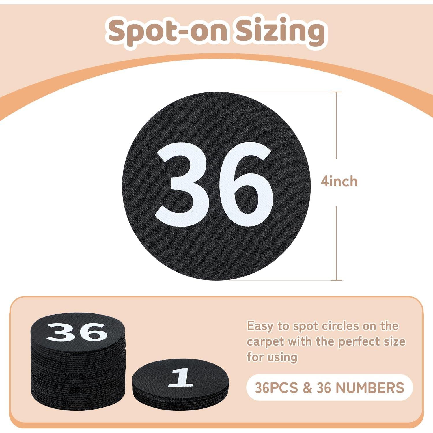 Paquete de 36 Marcadores de Piso Wizia 10.16 cm Negros para Aula