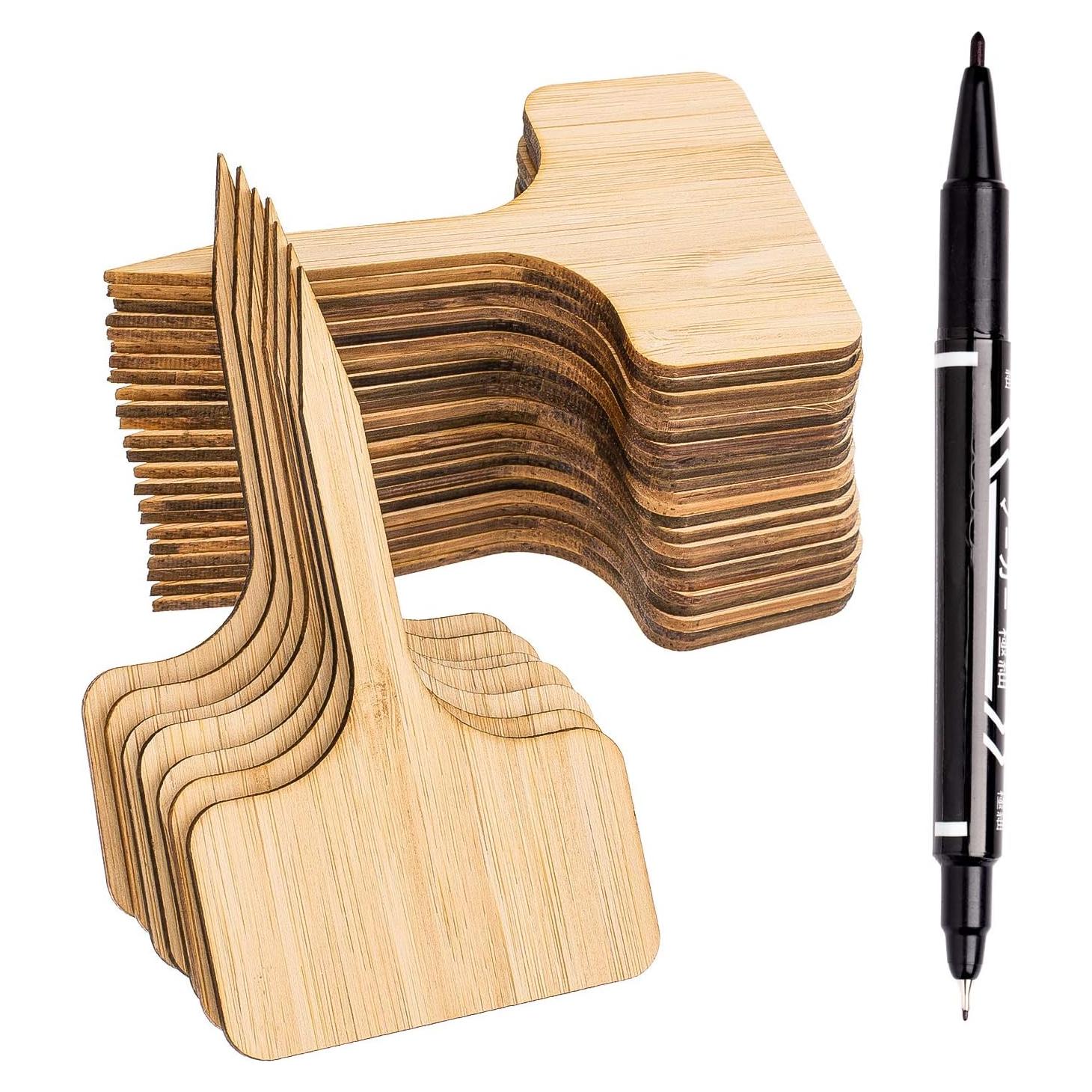 Etiquetas de Plantas de Bambú Whaline 50 Pcs con Bolígrafo