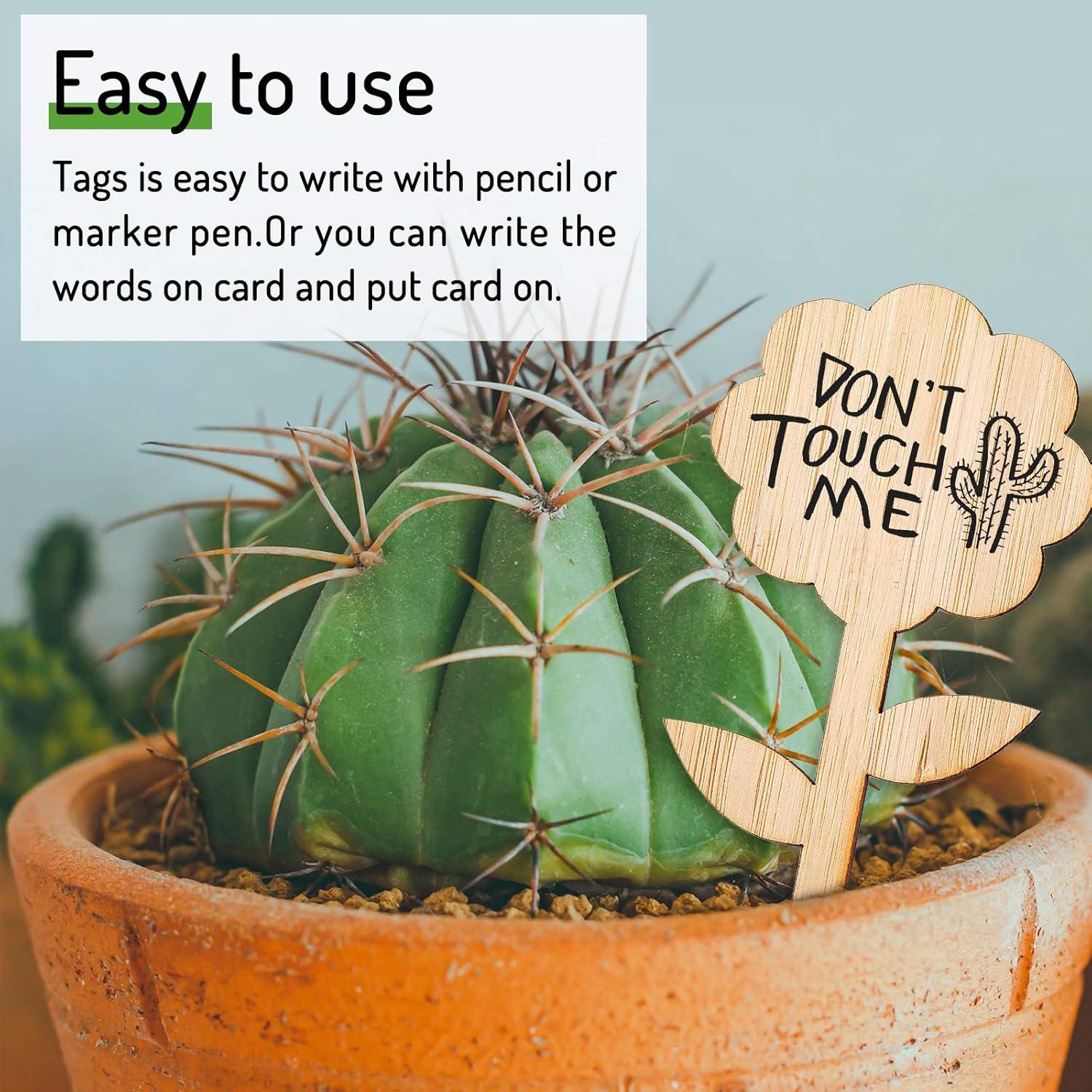 Etiquetas de Plantas de Bambú Whaline 60 Pcs con Bolígrafo