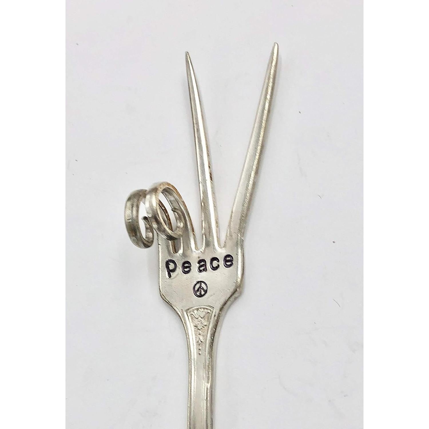 Marcador de Plantas Hecho a Mano - Tenedor Reciclado con Signo de Paz