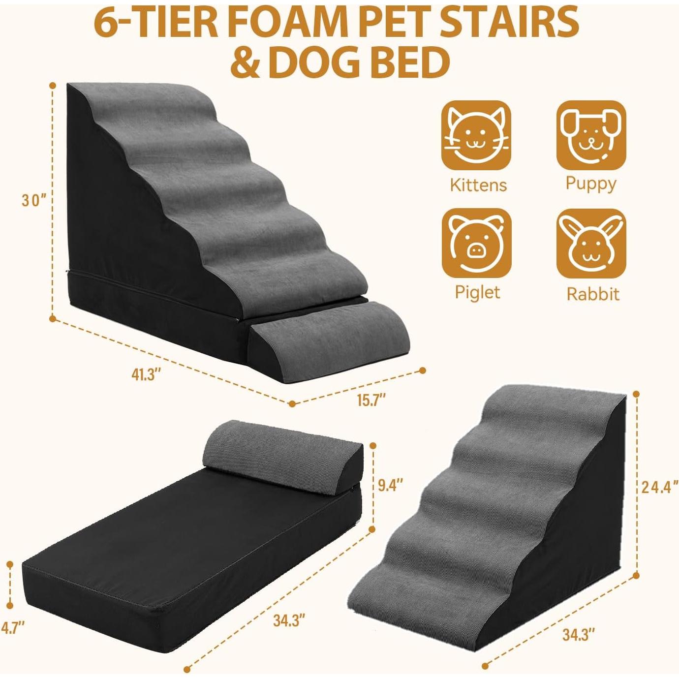 Escaleras para Perros A.FATI 6 Pasos Antideslizantes 76.2 cm