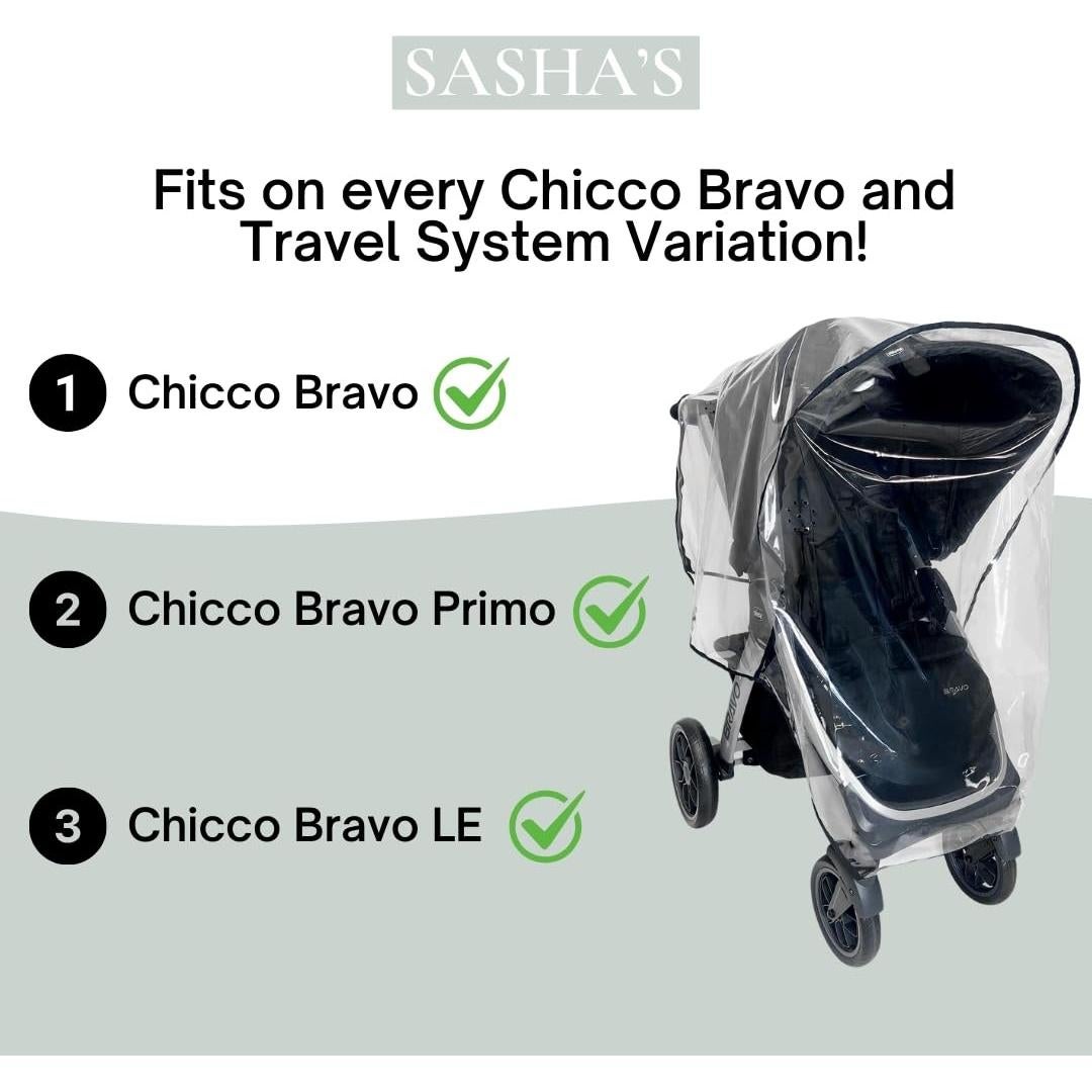 Cubierta de Lluvia SASHA para Chicco Bravo Trio y Primo - Transparente