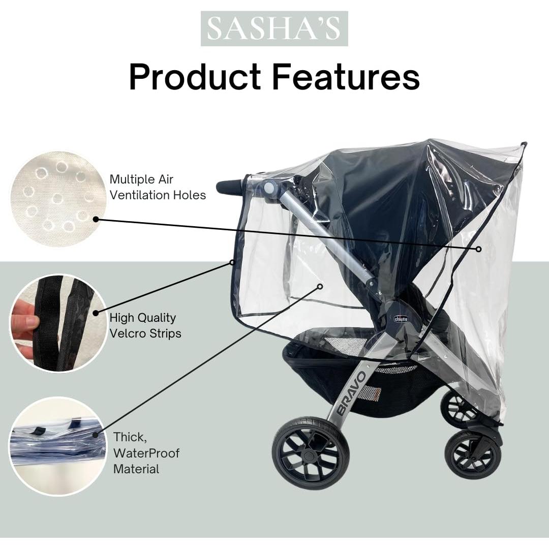 Cubierta de Lluvia SASHA para Chicco Bravo Trio y Primo - Transparente