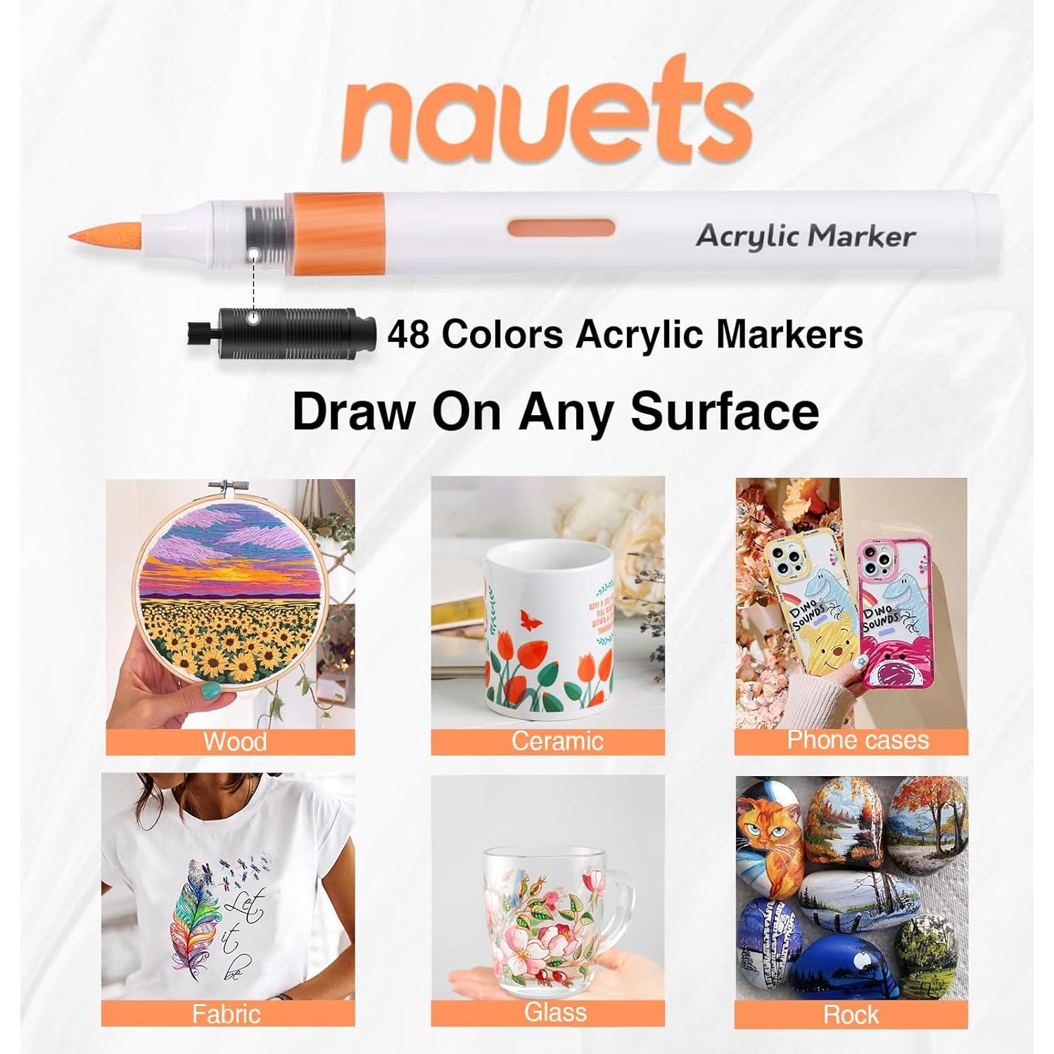 Marcadores Acrílicos Nauets 48 Colores Punta Fina 2-3mm