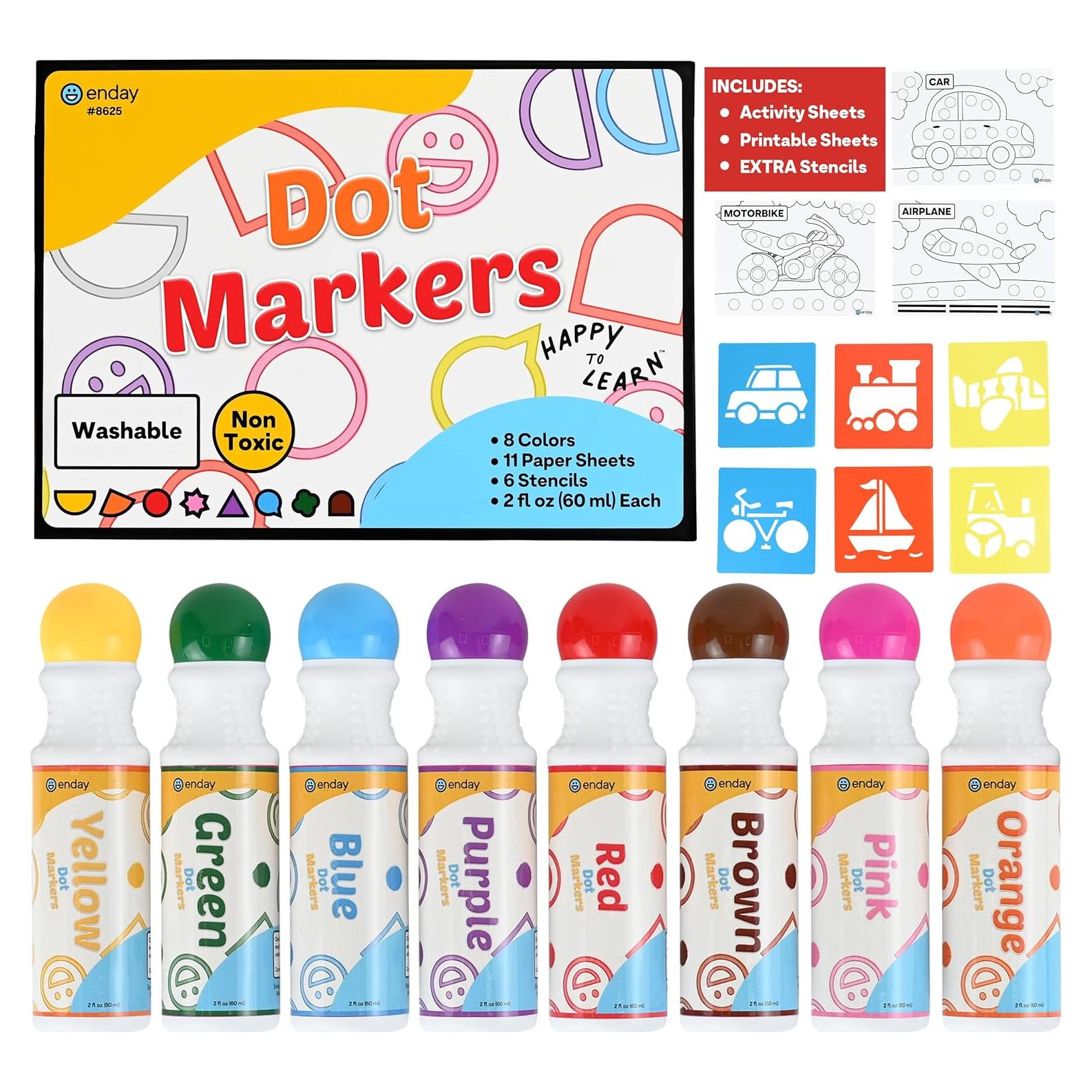 Marcadores de Puntos Lavables Enday - 8 Colores para Niños