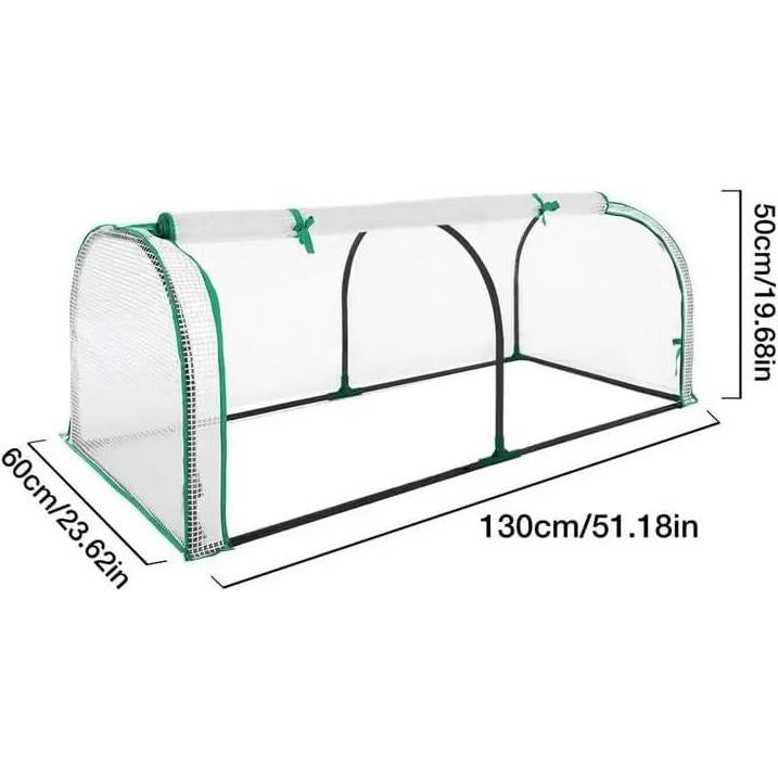Portable Mini Greenhouse 51x23.6x20-Inch Tunnels, PE Cover with Roll-up Zipper Door, for Indoor Outdoor or Garden Plant Growing, White, Protect Seedlings, Plant Tomato, Herbs, Succulents
