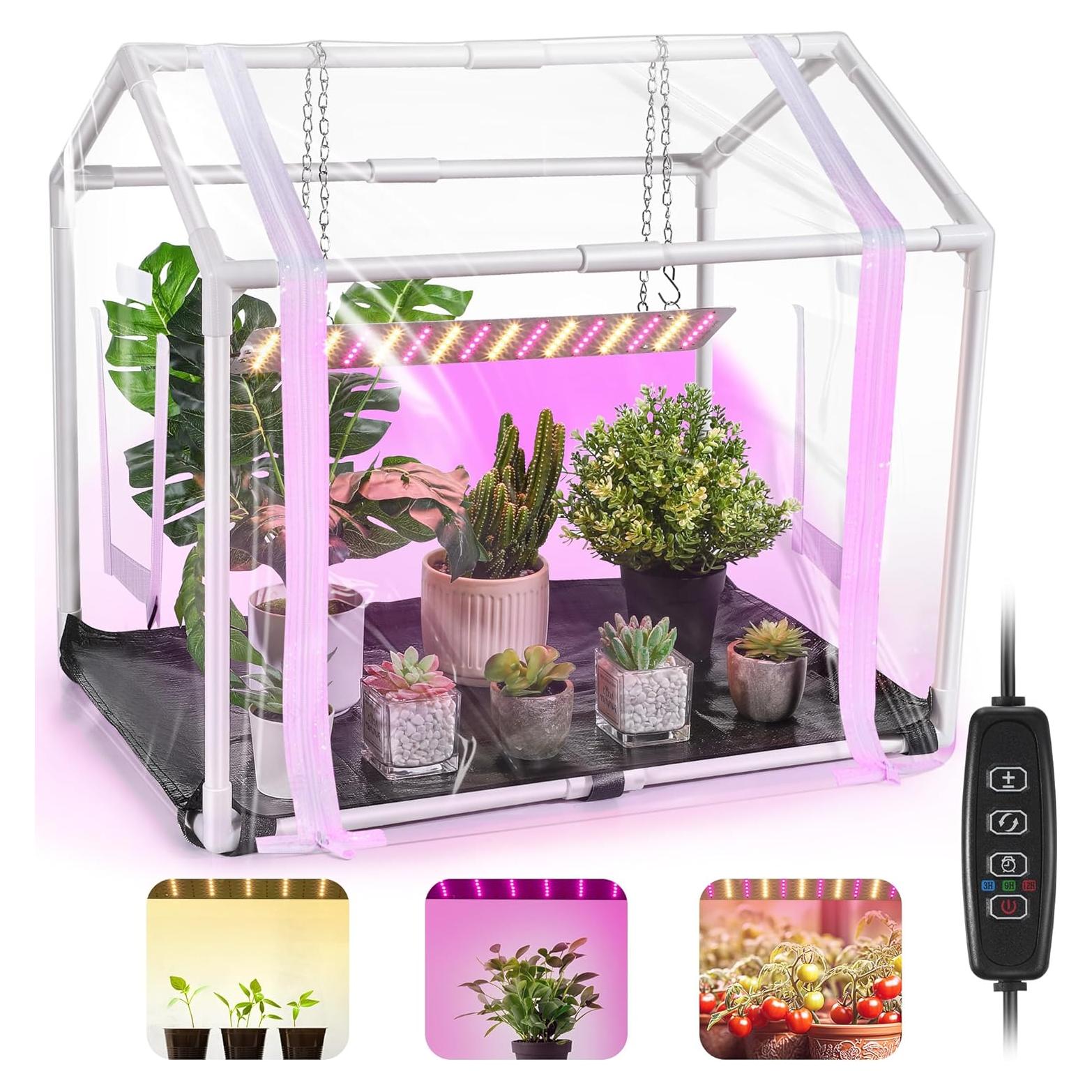 Mini Invernadero Meonum 60x40x50cm con Luz de Crecimiento 15W