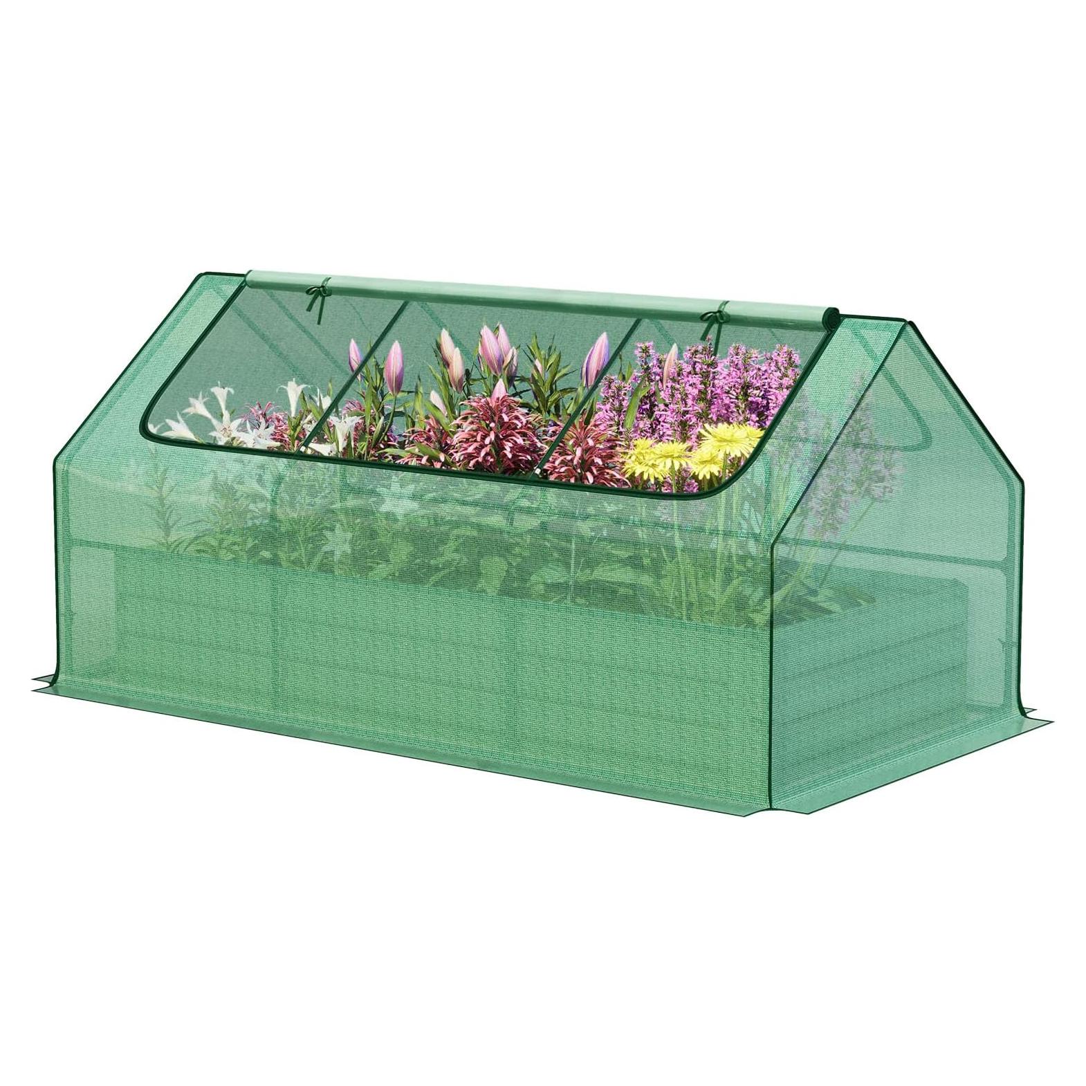 Huerto Elevado Aoodor 1.83x0.91 m con Mini Invernadero Verde