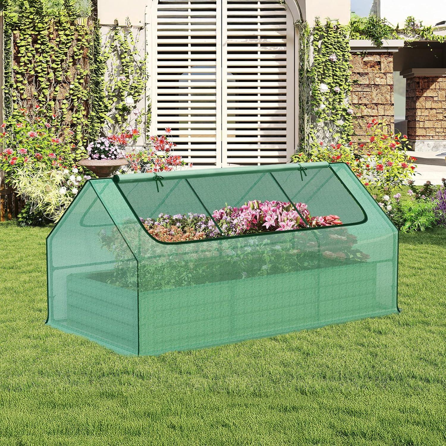 Huerto Elevado Aoodor 1.83x0.91 m con Mini Invernadero Verde