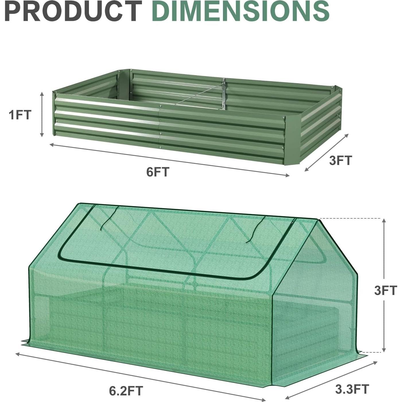 Huerto Elevado Aoodor 1.83x0.91 m con Mini Invernadero Verde
