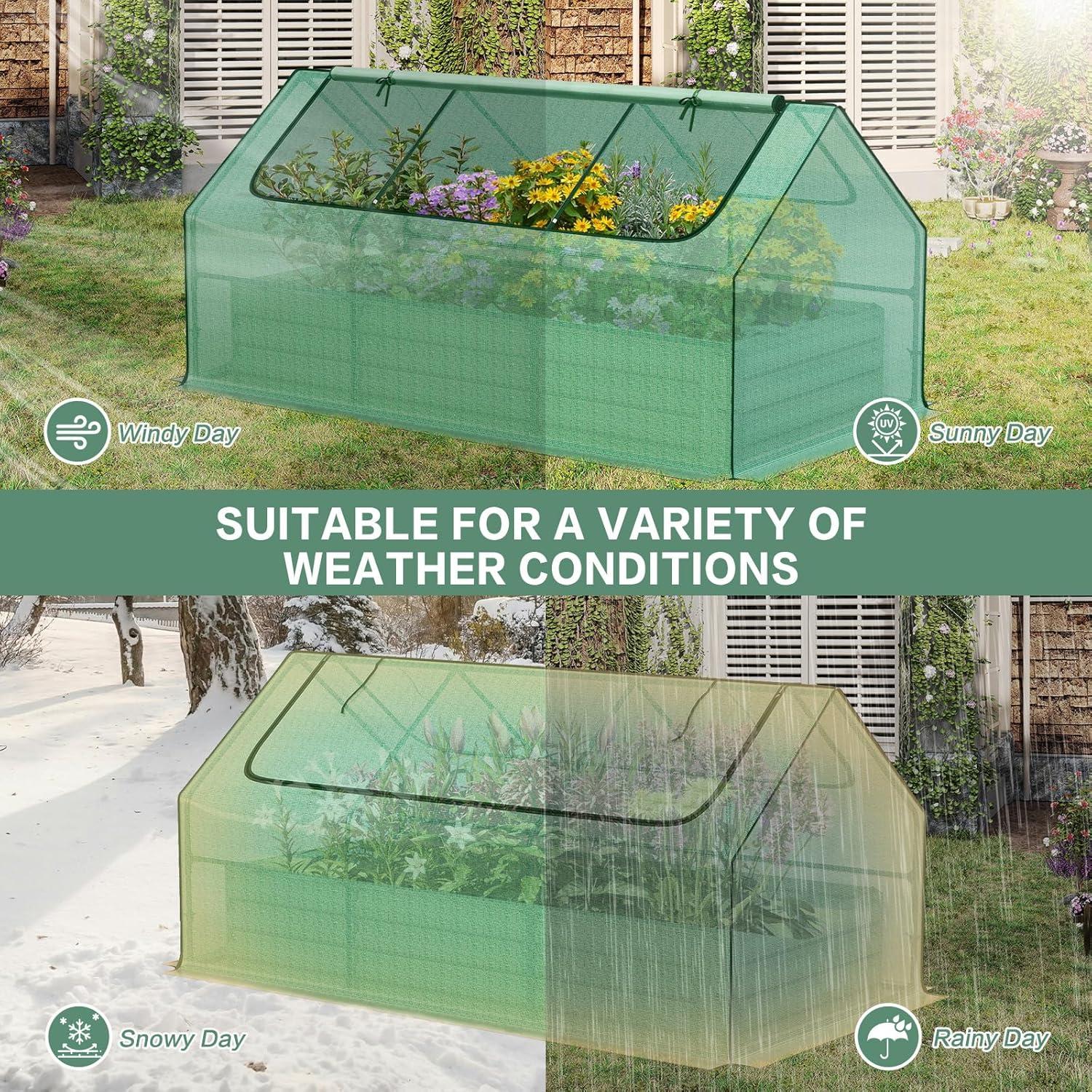 Huerto Elevado Aoodor 1.83x0.91 m con Mini Invernadero Verde